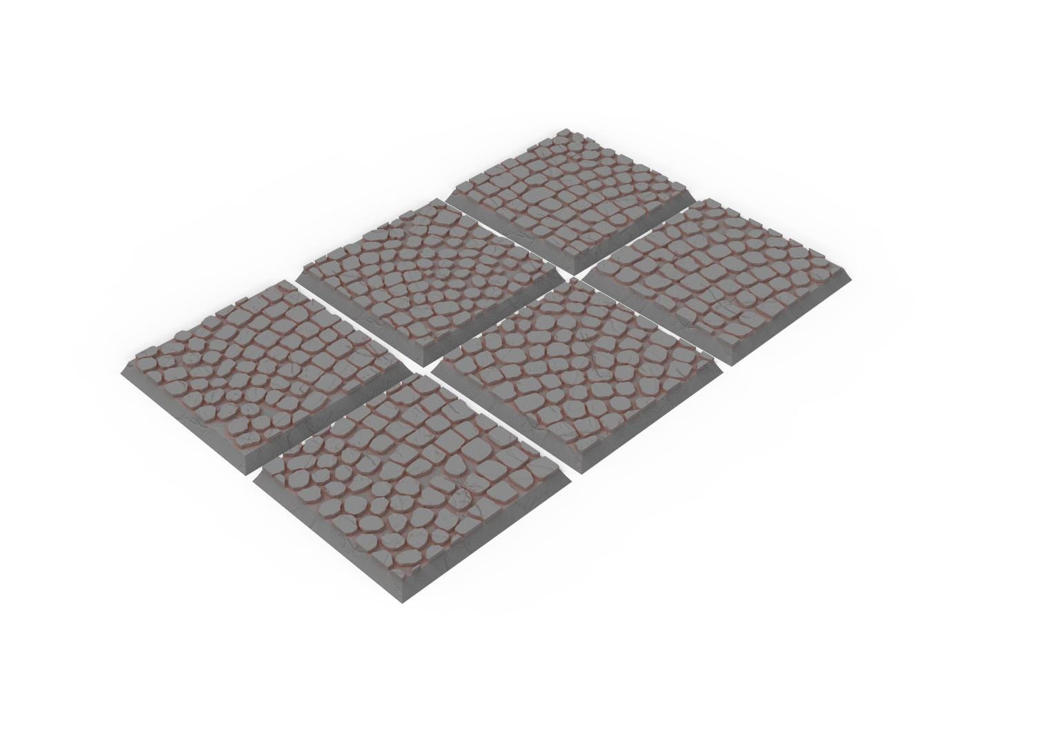 Civil - Textured Square Bases, lot of 20mm to 100mm pavement usable for Oldhammer, 9th age, King of war, Confrontation, wargame...