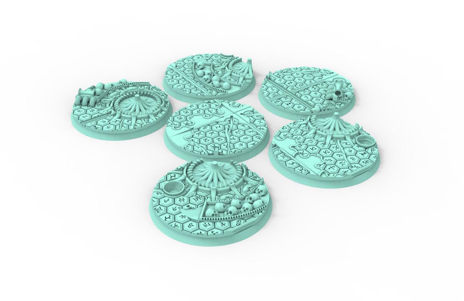 Dark City - Lot of 25mm to 64mm round bases & textures dark city usable for saga, confrontation, wargame...