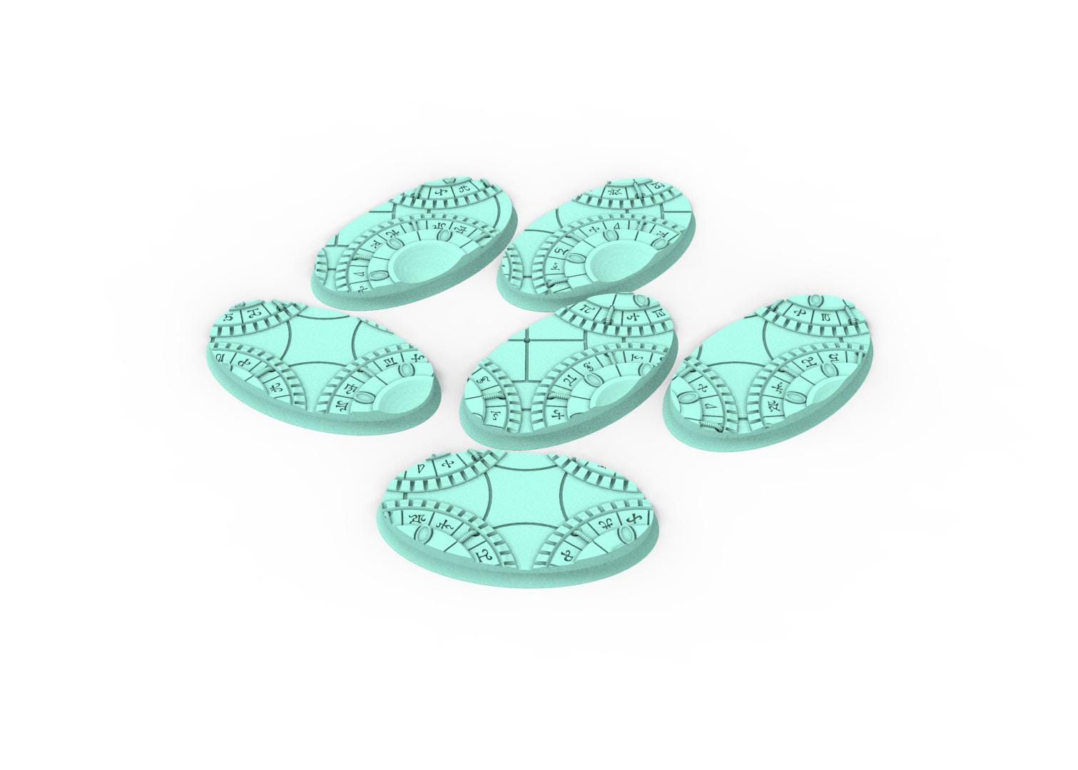 Dark City - Textured Oval Bases, lot of 60mm à 170mm, DRKCT Eldar space fantasy elves runic ground set 3 usable for warmachine, wargame...