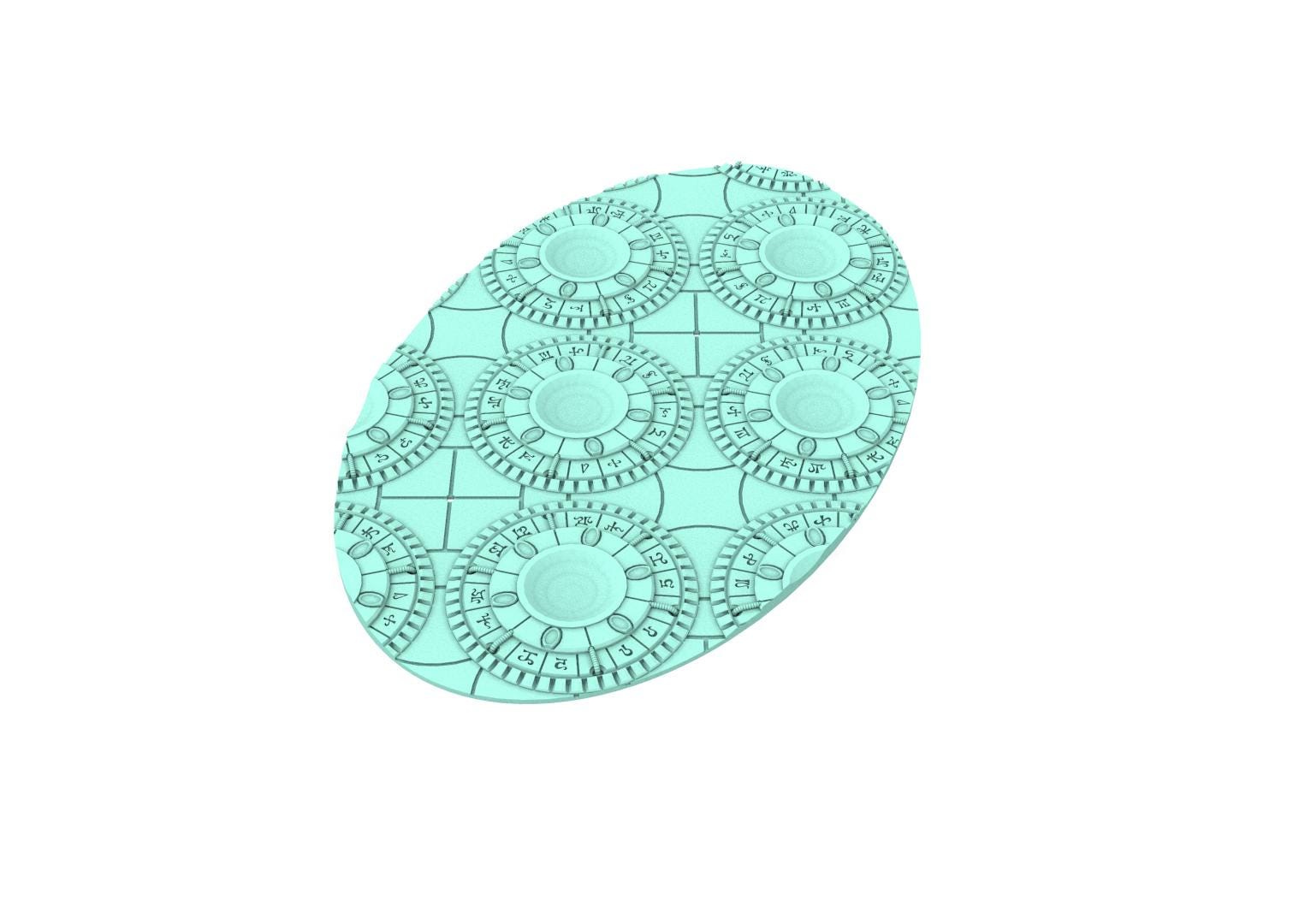 Dark City - Textured Oval Bases, lot of 60mm à 170mm, DRKCT Eldar space fantasy elves runic ground set 3 usable for warmachine, wargame...