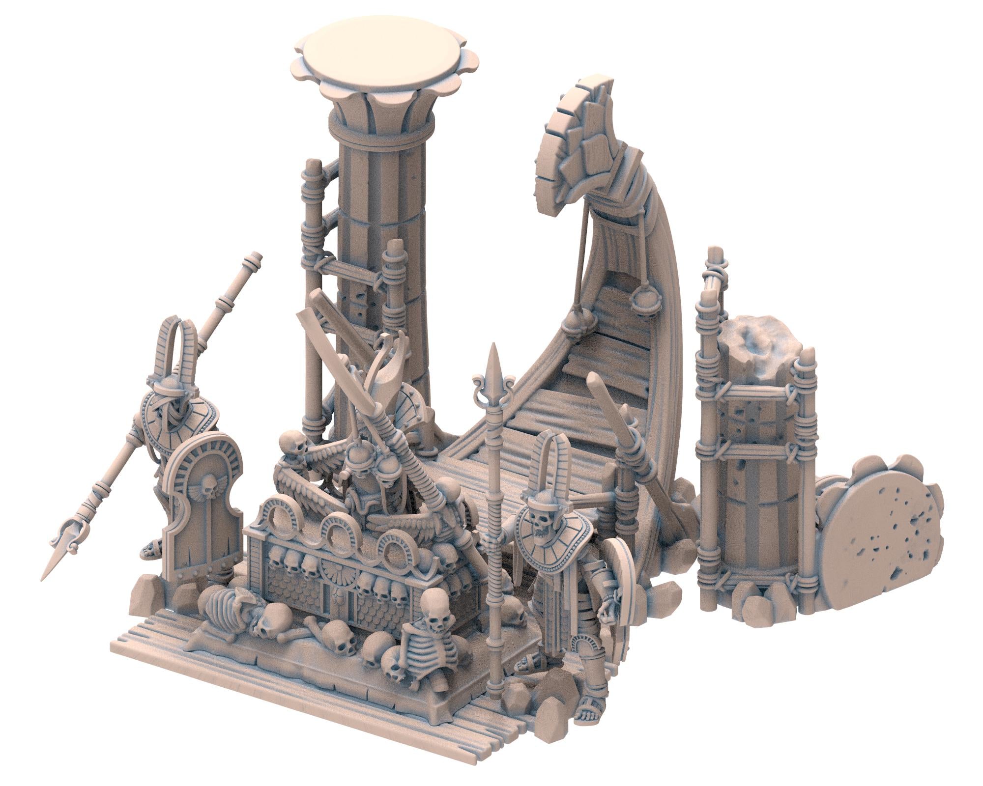 Eternal Dynasties - 2x Guards, Pharaoh Funeral Ship, The Ancient Skeletons, Fantasy Battle, Oldhammer, King of war, D&D
