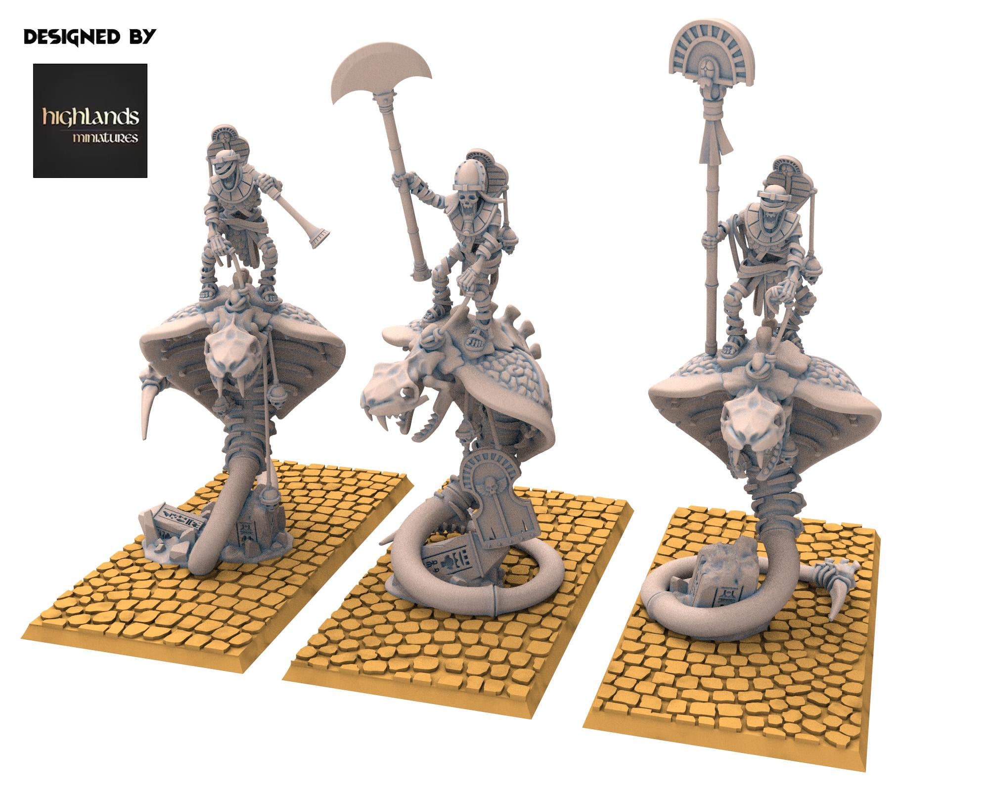 Eternal Dynasties - Staff of Mounted Ancient Guard on Great Snakes, The Ancient Skeletons, Fantasy Battle, Oldhammer, King of war, D&D