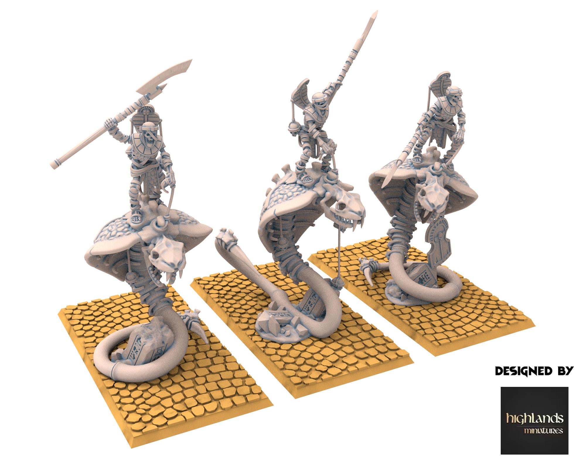 Eternal Dynasties - Staff of Mounted Ancient Guard on Great Snakes, The Ancient Skeletons, Fantasy Battle, Oldhammer, King of war, D&D