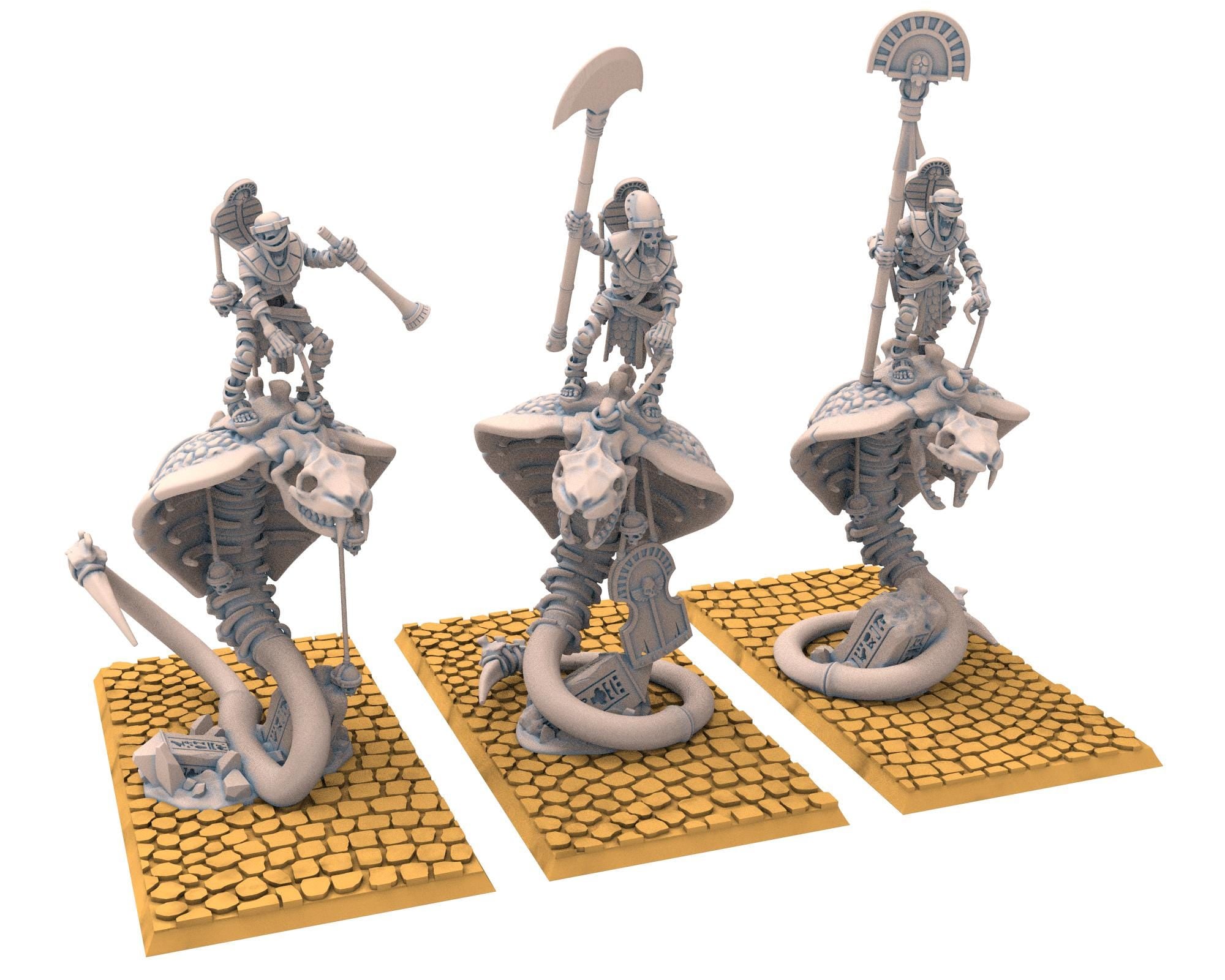 Eternal Dynasties - Staff of Mounted Ancient Guard on Great Snakes, The Ancient Skeletons, Fantasy Battle, Oldhammer, King of war, D&D