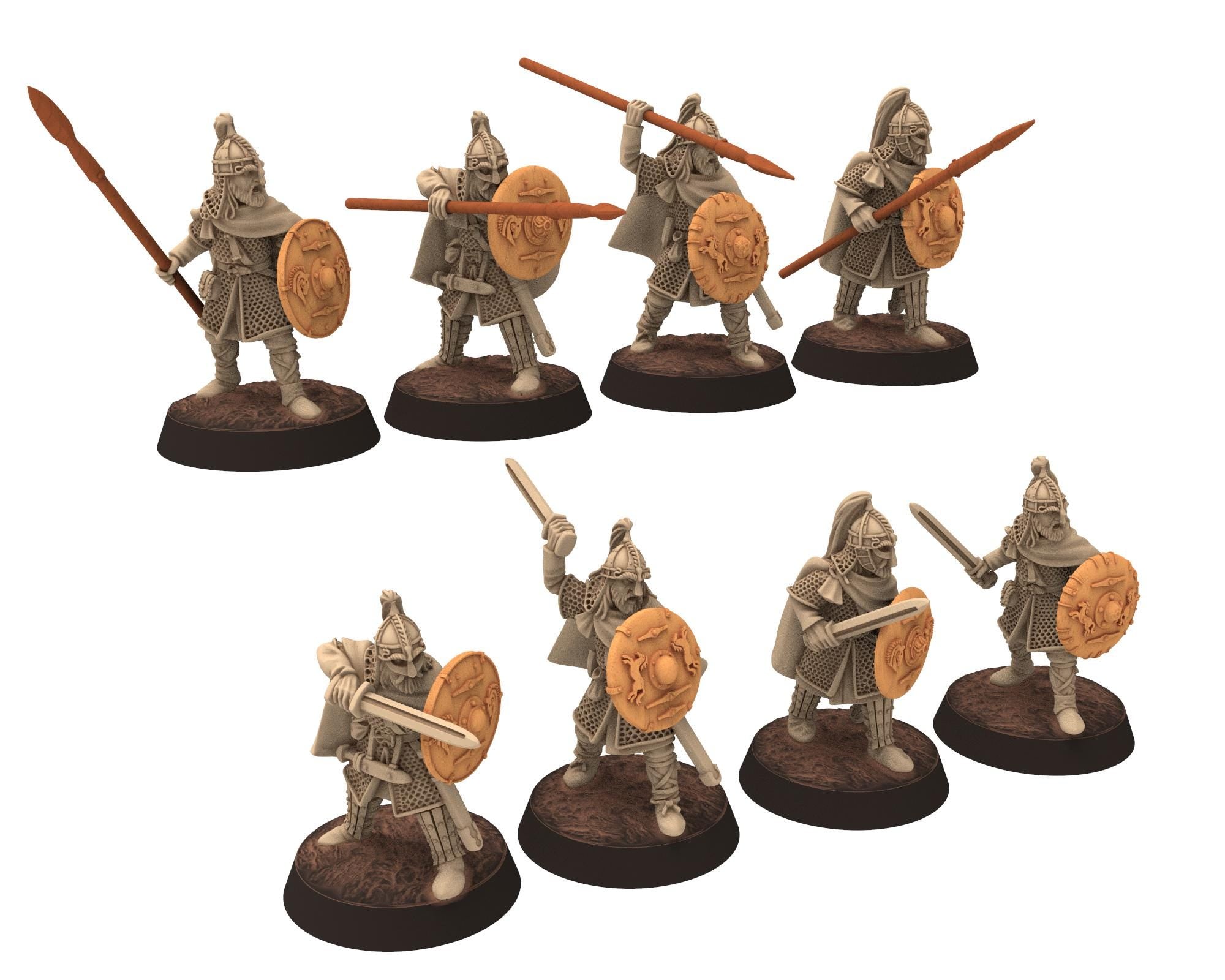 Vendel Era - Thanes Spearmen mounted, Jutish Tribe Riders Warband, 6-8th century, miniatures 28mm wargame Historical... Medbury miniature