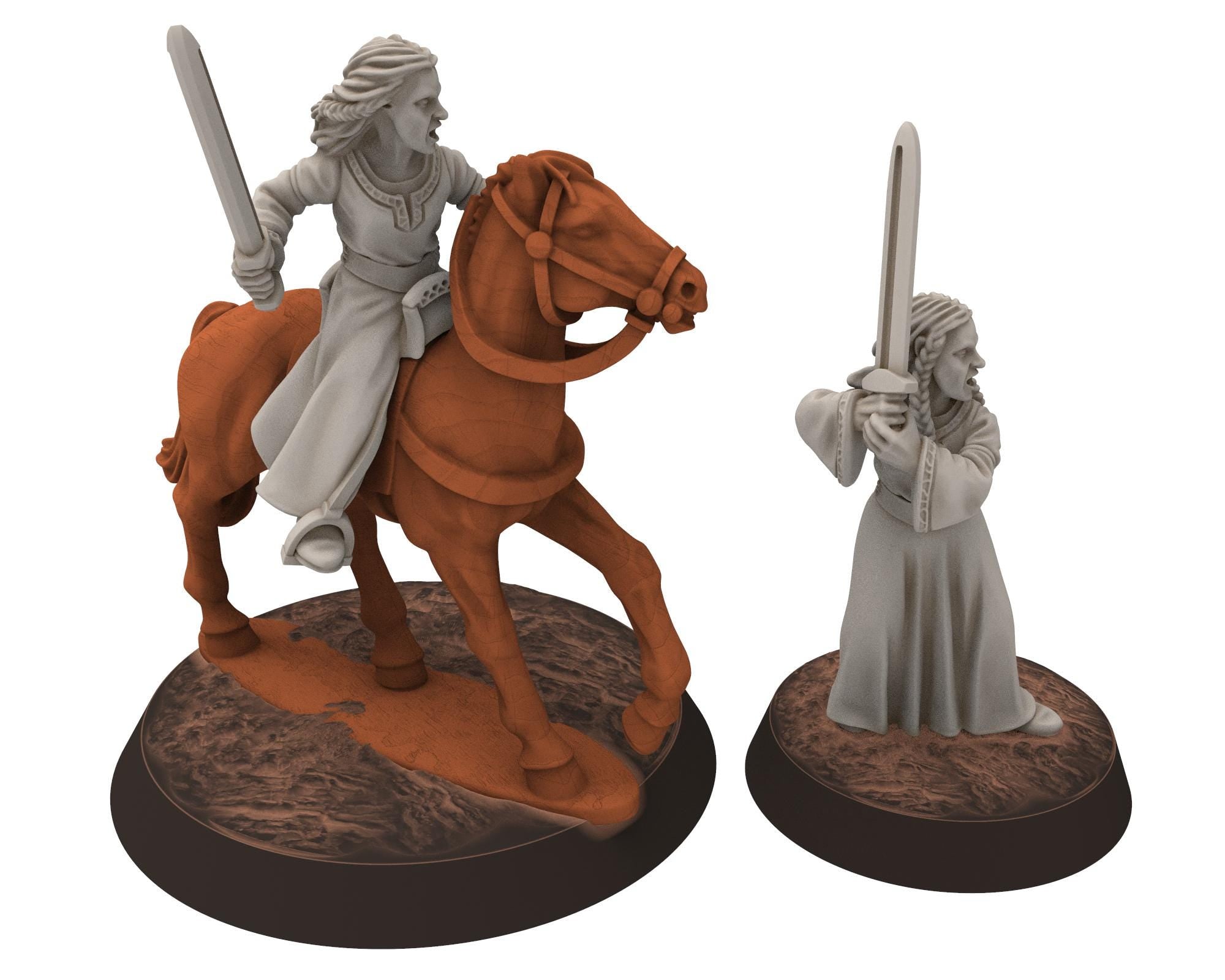 Rohan - Dunwine Heroine of Rohan, the Horse-lords, rider of the mark, minis for wargame D&D, Lotr... Medbury miniatures