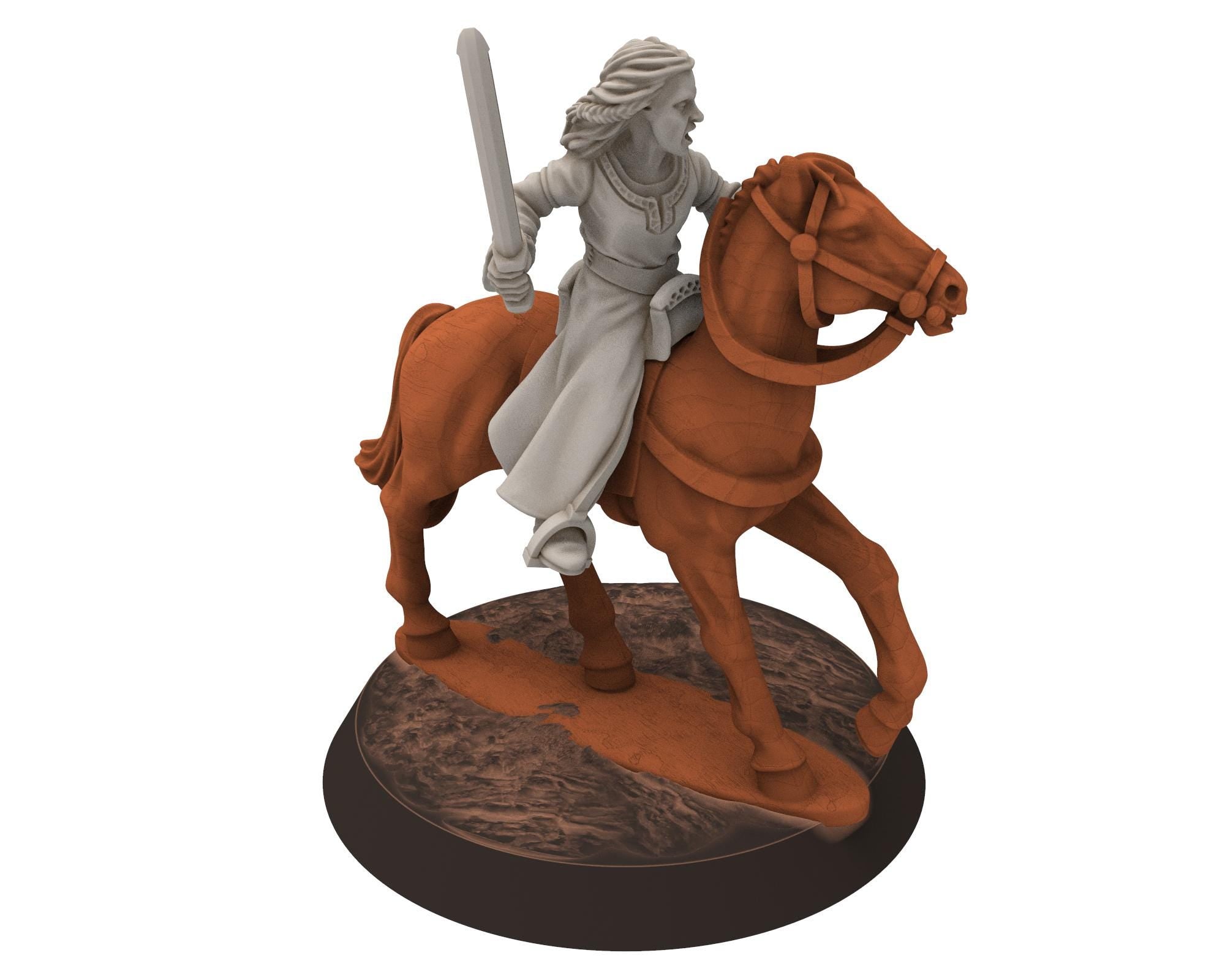Rohan - Dunwine Heroine of Rohan, the Horse-lords, rider of the mark, minis for wargame D&D, Lotr... Medbury miniatures