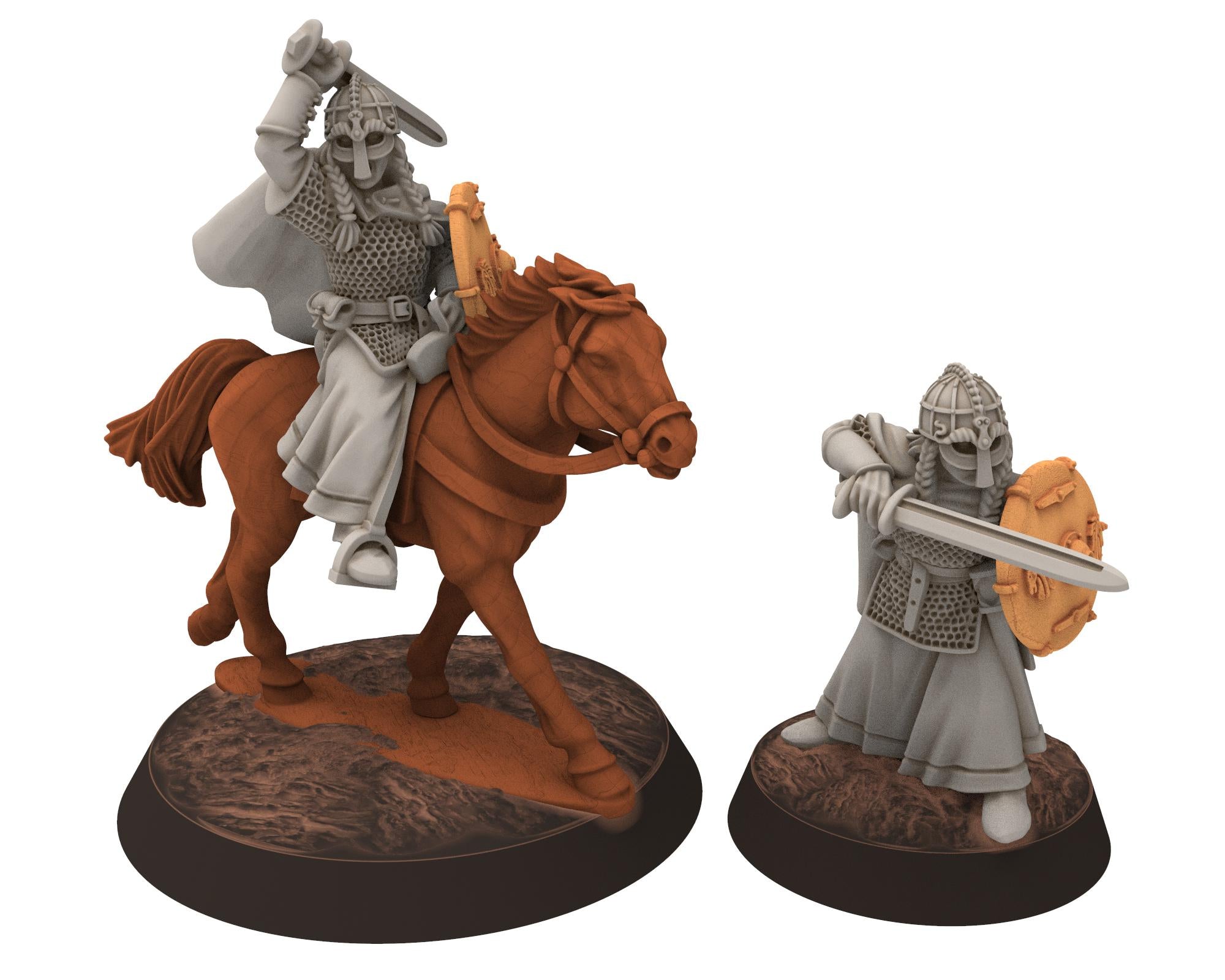 Rohan - Venerable Shield Maiden Dunwine Heroine of Rohan, the Horse-lords of the mark, minis for wargame D&D, Lotr... Medbury miniatures