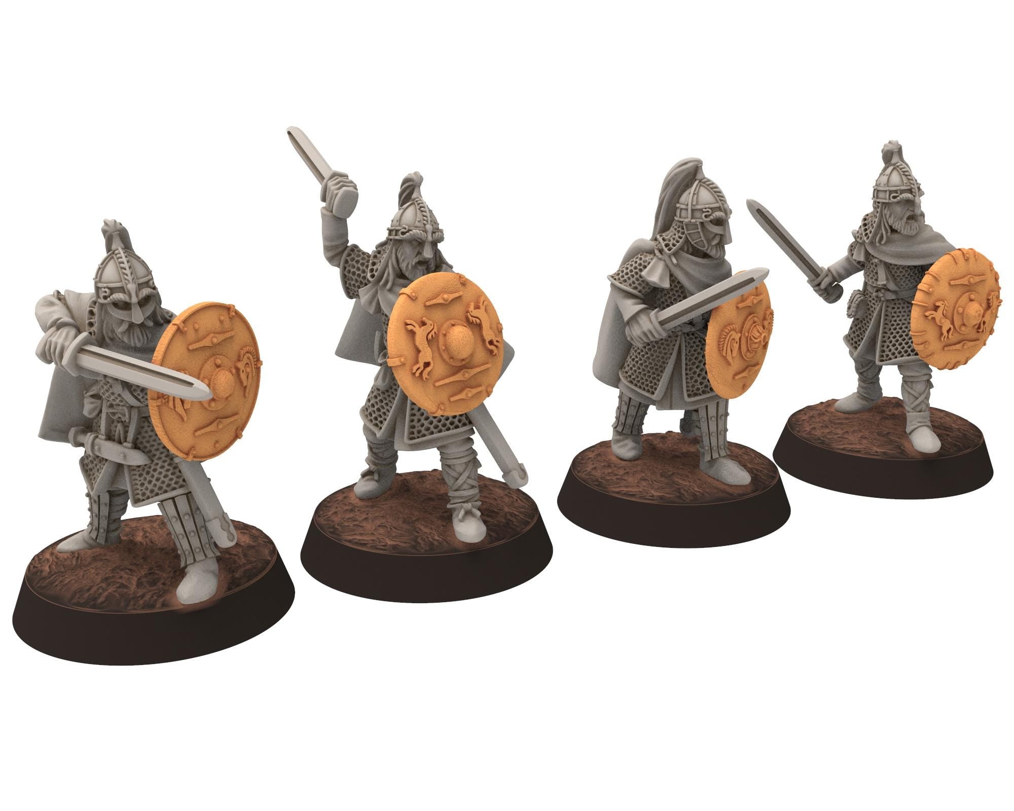 Rohan - Royal Bodyguards Swormen Mounted, Knight of Rohan, the Horse-lords of the mark, minis for wargame D&D, Lotr... Medbury miniatures