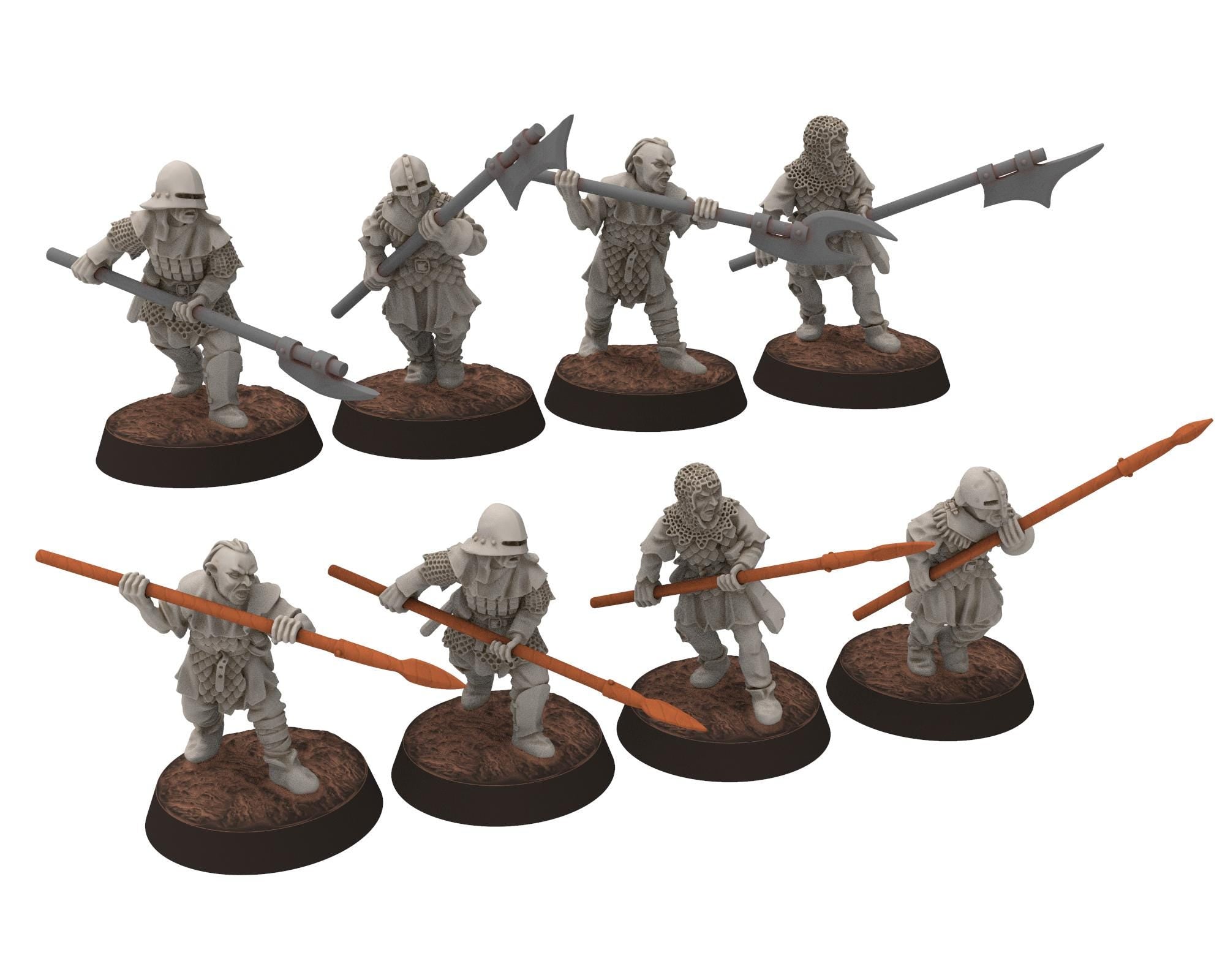 Orcs horde - Orc Billmen Halberd infantry, Orc warriors warband, Middle rings miniatures for wargame D&D, Lotr... Medbury miniatures