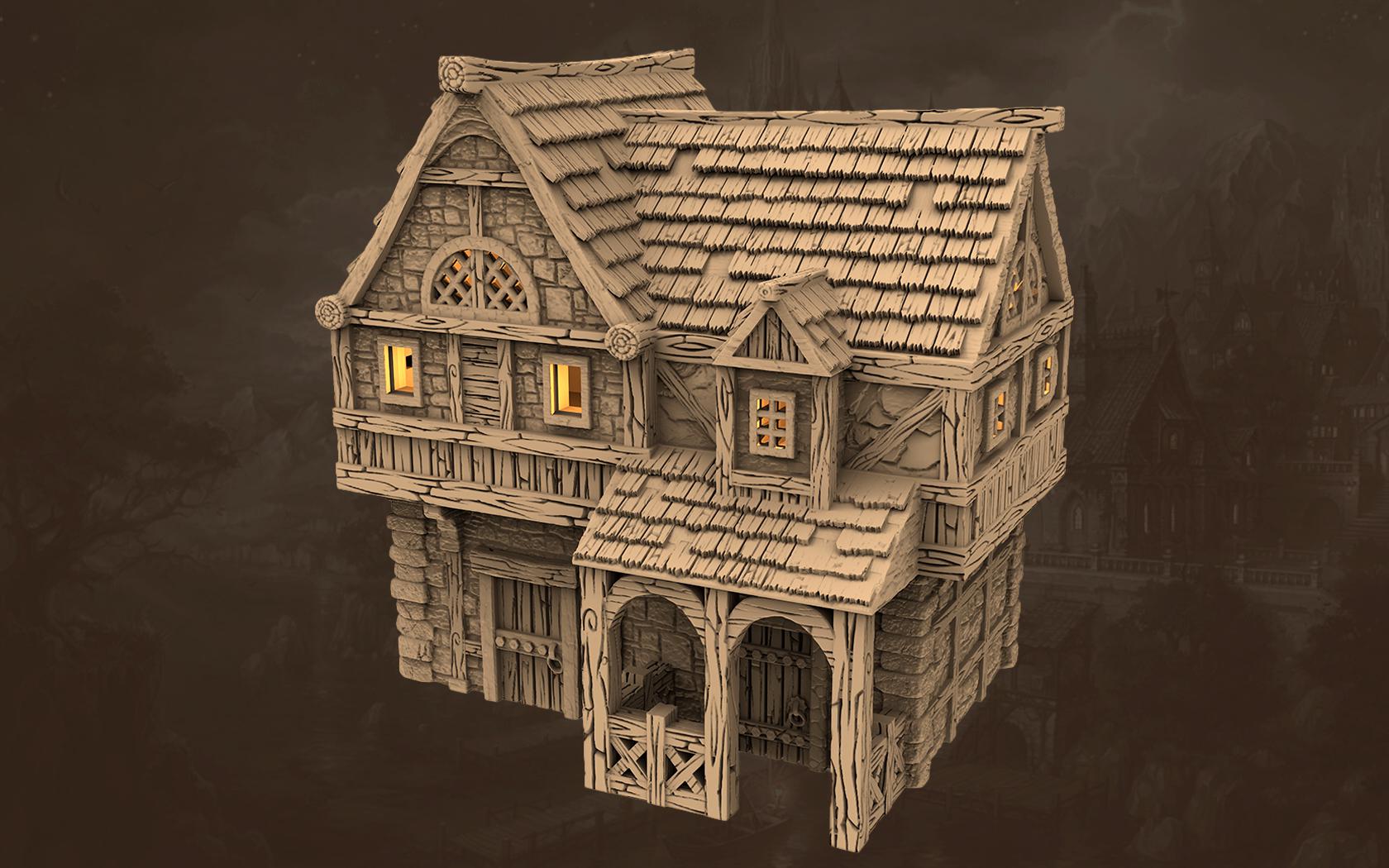 Taverns of the Twilight Tract - House A2 - PLA for Oldworld, Dungeon & Dragons, Frostgrave, Age of fantasy battle skirmish wargame