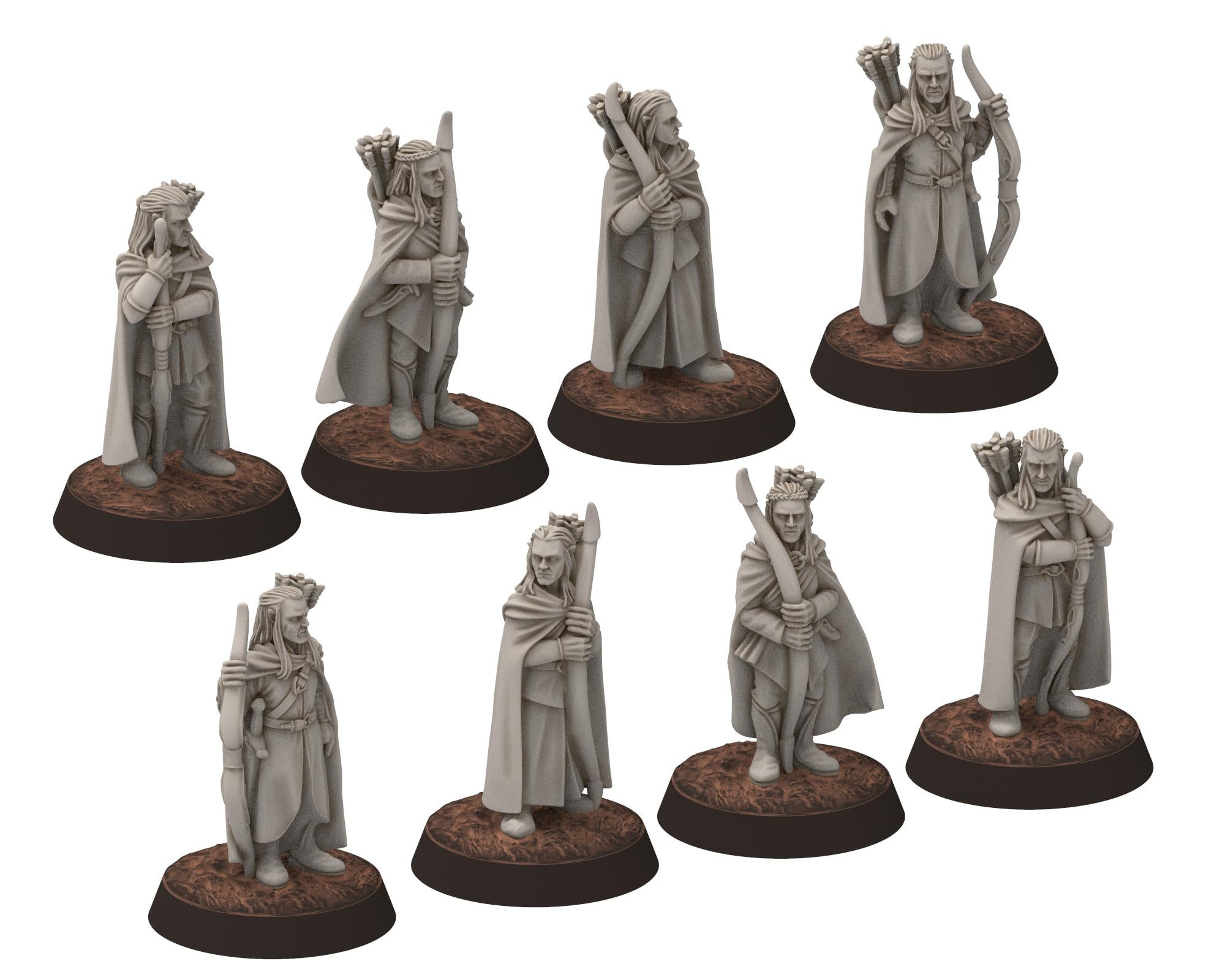 Darkwood - Elven Milita with Bows, Full unit, Sylvan Eldar Kingdom, Middle rings miniatures for wargame D&D, LOTR, Medbury miniatures