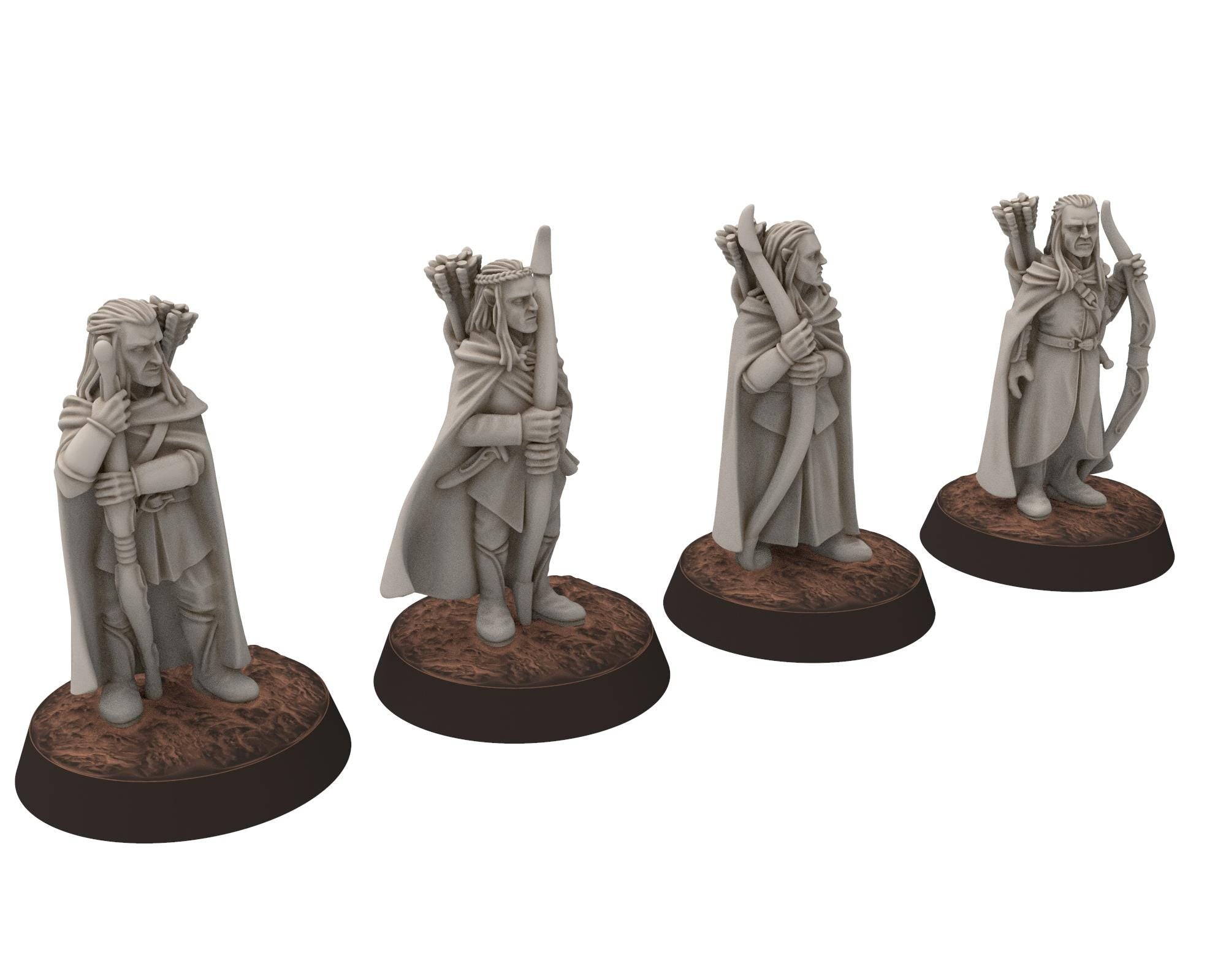 Darkwood - Elven Milita with Bows, Resting, Sylvan Eldar Kingdom, Middle rings miniatures for wargame D&D, LOTR, Medbury miniatures