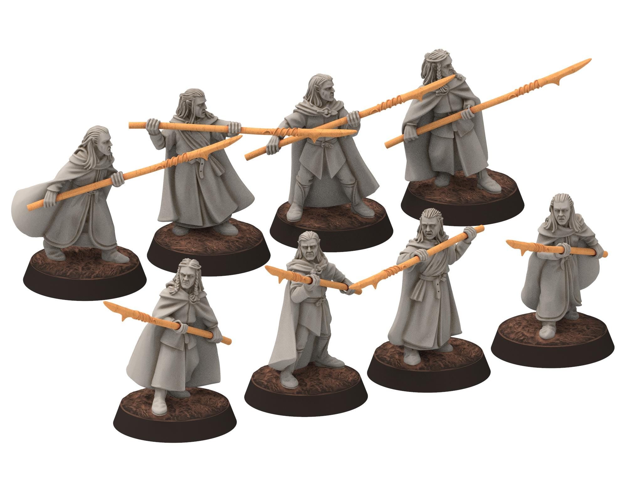 Darkwood - Elven Milita with Spears, Full unit, Sylvan Eldar Kingdom, Middle rings miniatures for wargame D&D, LOTR, Medbury miniatures