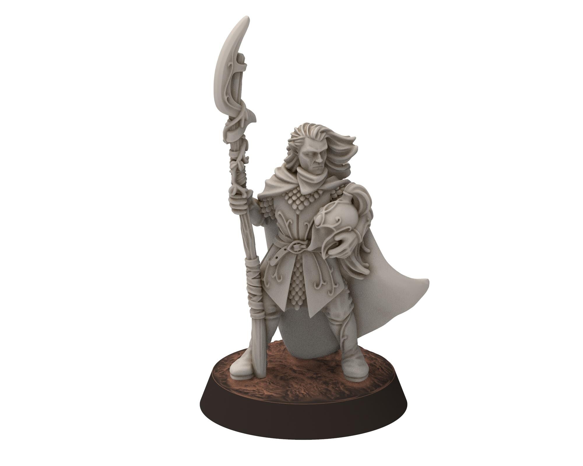 Darkwood - Wood Elf Musician, Banner, Leader, Sylvan Eldar Kingdom, Middle rings miniatures for wargame D&D, LOTR, Medbury miniatures