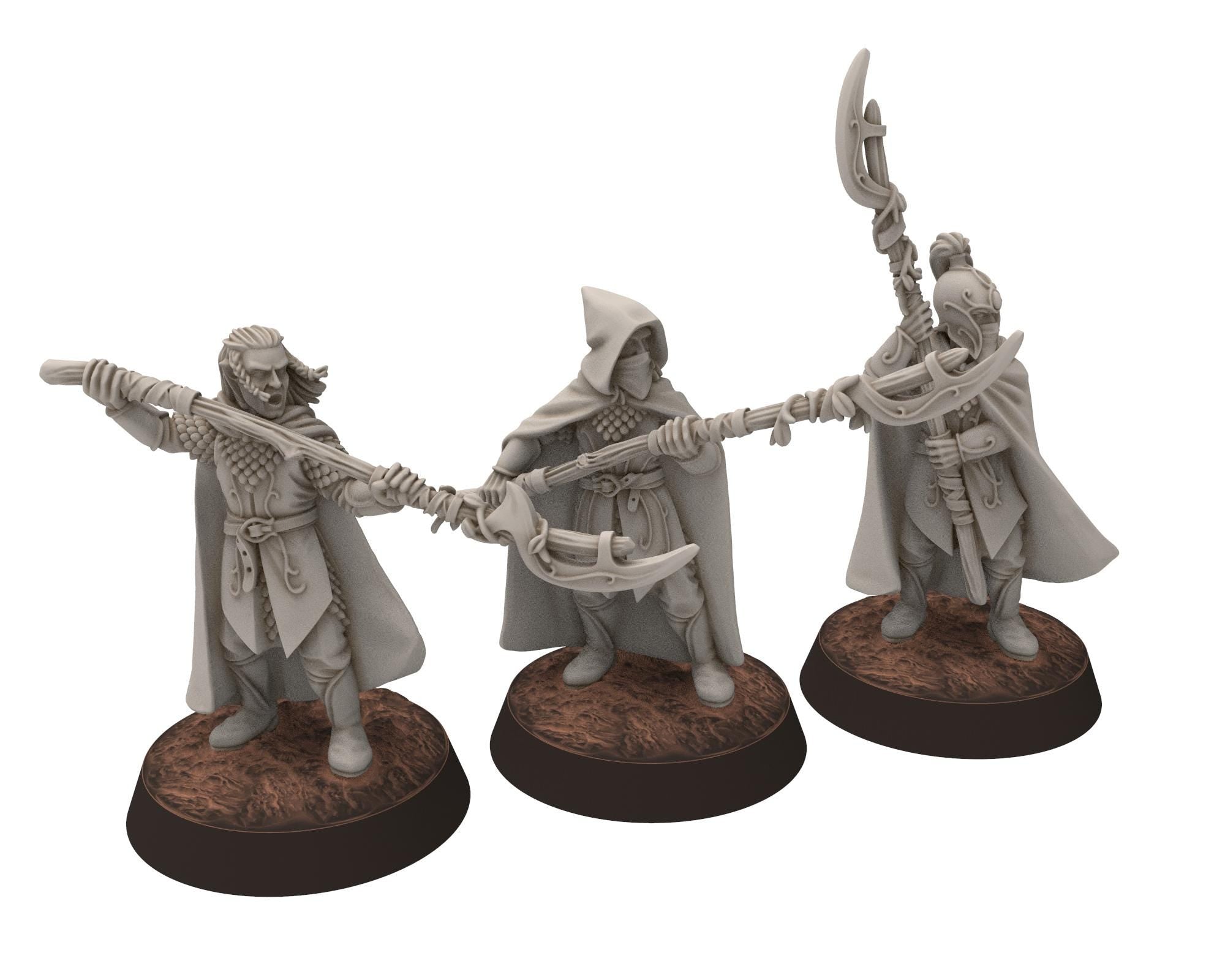 Darkwood - Wood Elf Musician, Banner, Leader, Sylvan Eldar Kingdom, Middle rings miniatures for wargame D&D, LOTR, Medbury miniatures
