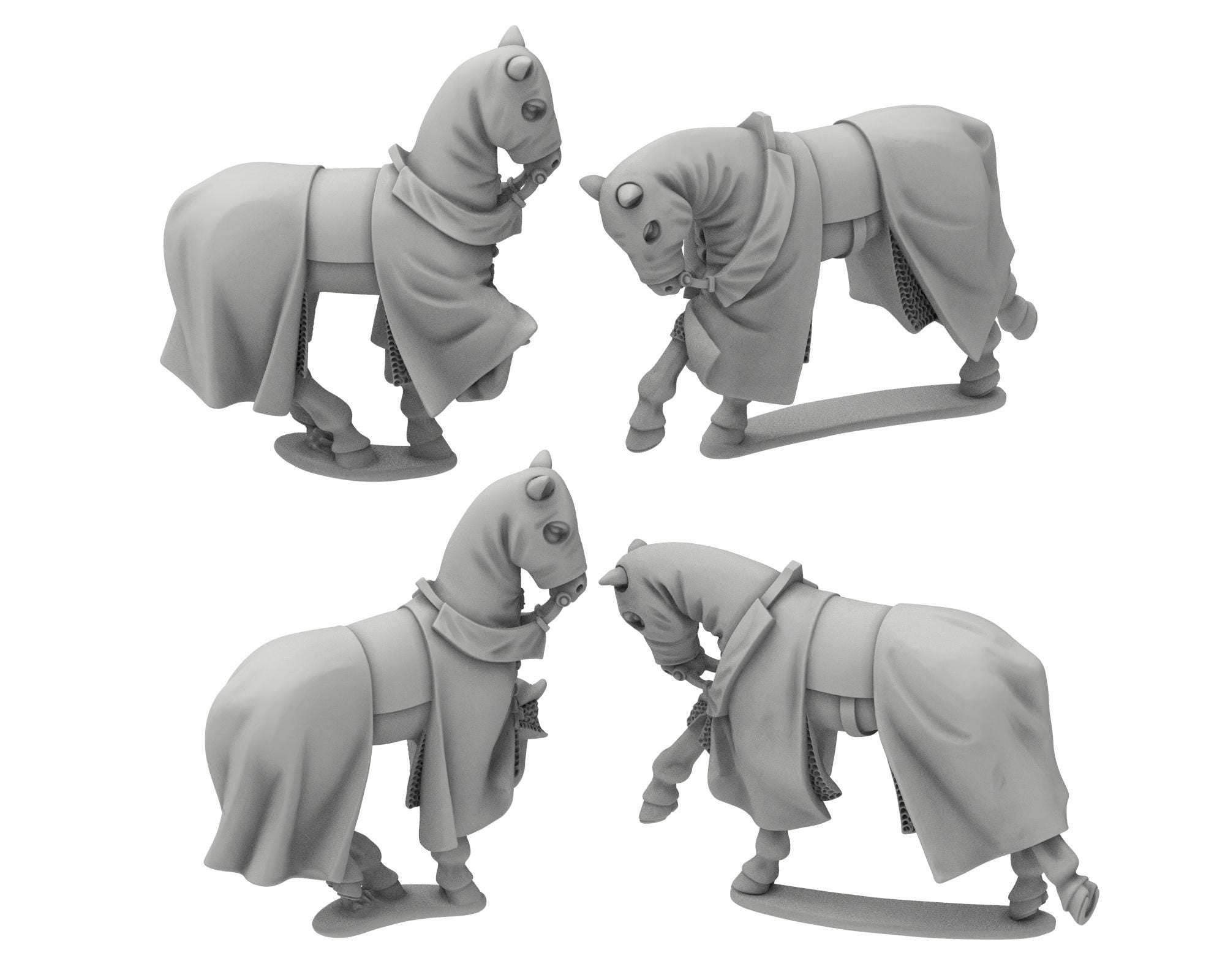 Medieval - Middle age Horses with caparison, Generic Miniatures 28mm, Wargame Historical Saga... Medbury miniature