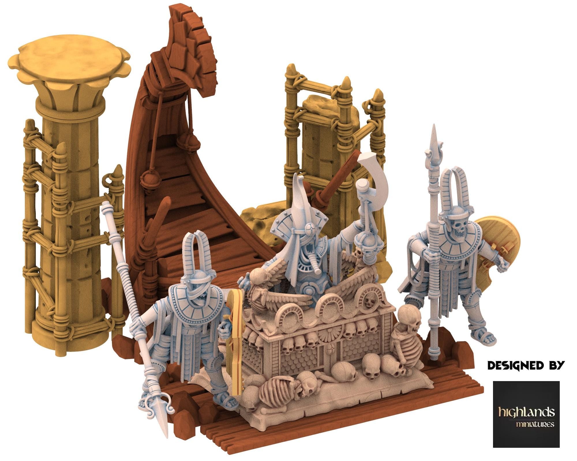 Eternal Dynasties - Priest of Pharaoh Funeral Ship, The Ancient Skeletons, Fantasy Battle, Oldhammer, King of war, D&D