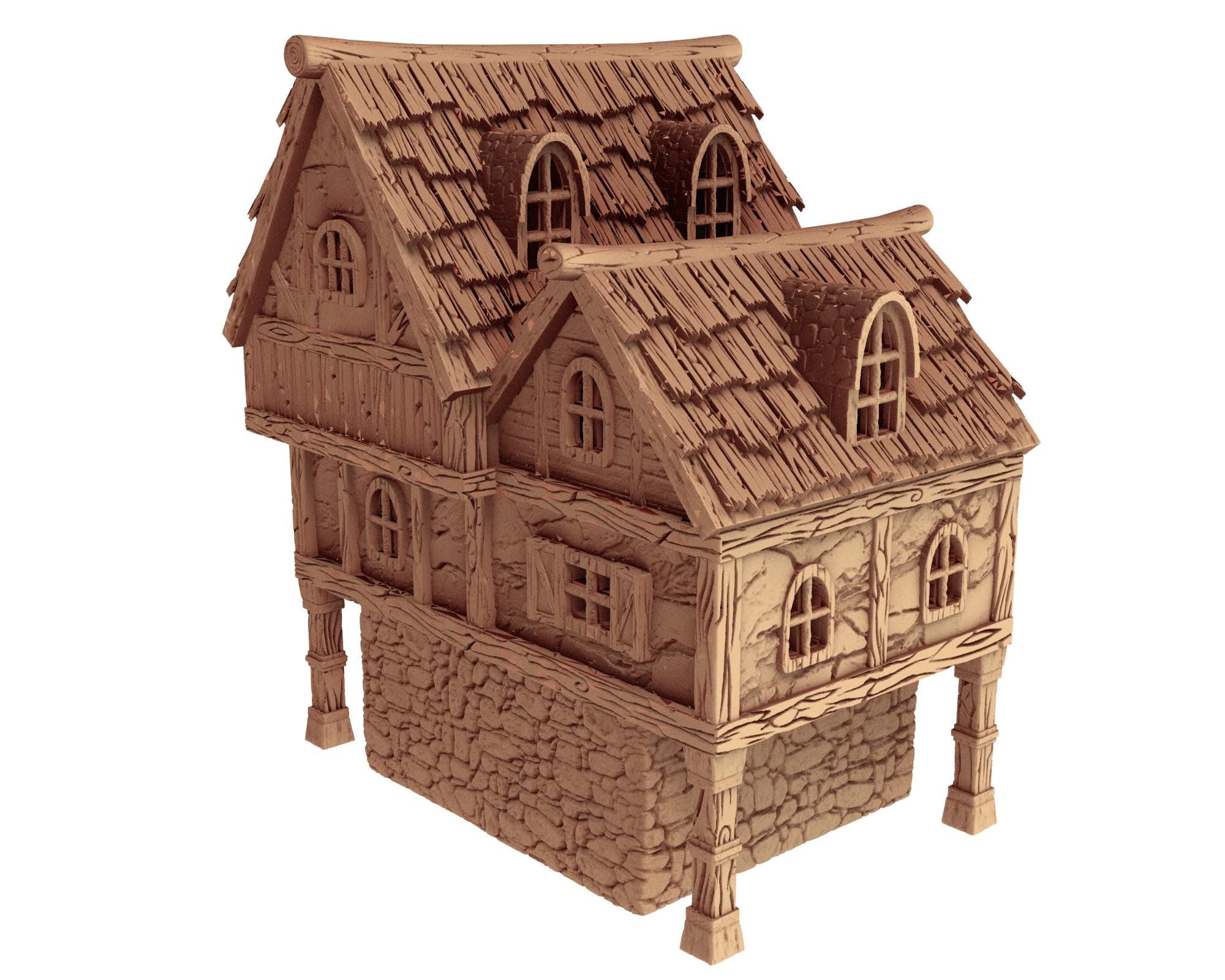 The Village of the Knights - House A3 - PLA for Oldworld, Dungeon & Dragons, Frostgrave, Age of fantasy battle skirmish wargame