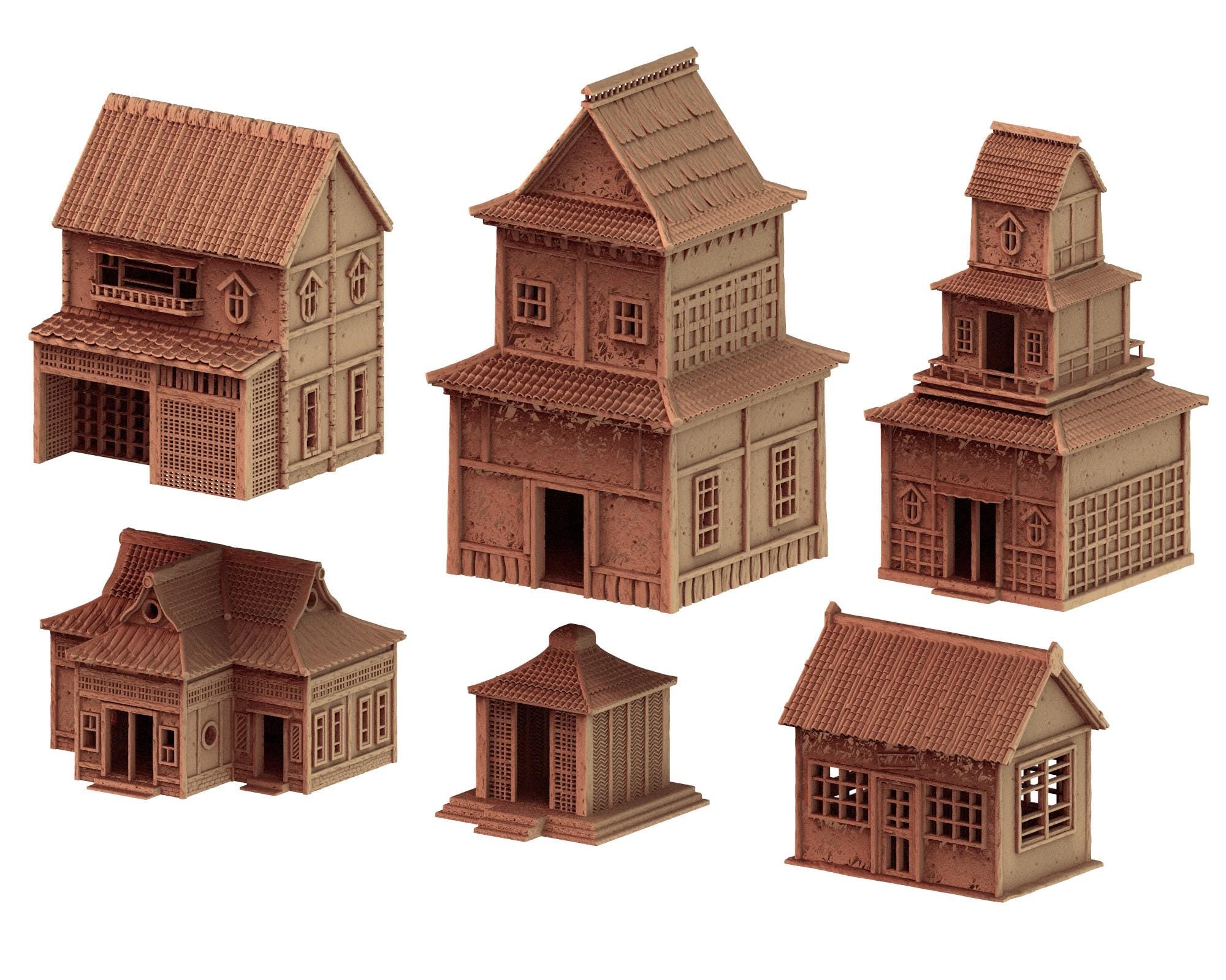 Japanese medieval building - House 2 - ancient Asia PLA for Oldworld, Dungeon & Dragons, Frostgrave, Age of fantasy battle skirmish wargame