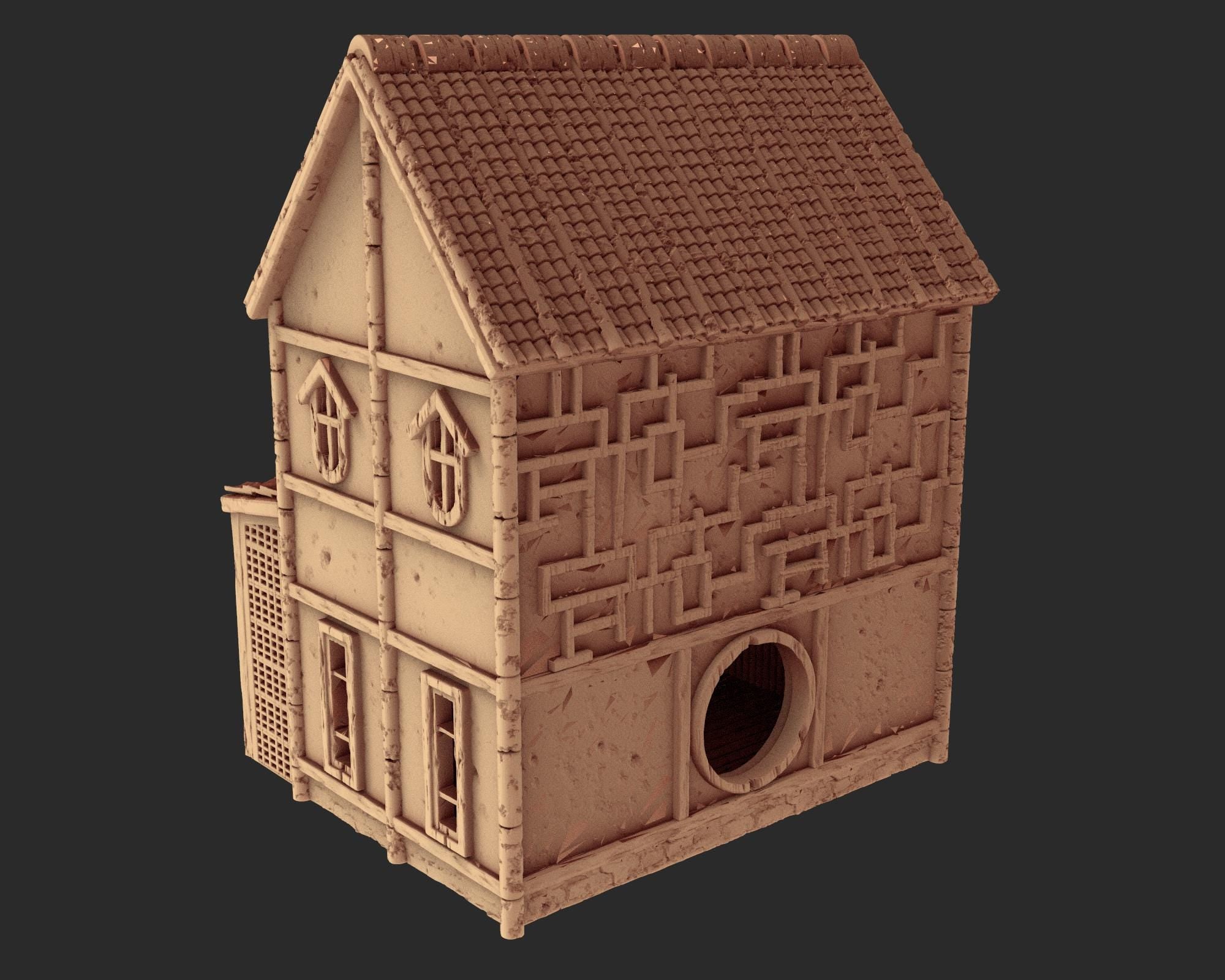 Japanese medieval building - House 2 - ancient Asia PLA for Oldworld, Dungeon & Dragons, Frostgrave, Age of fantasy battle skirmish wargame