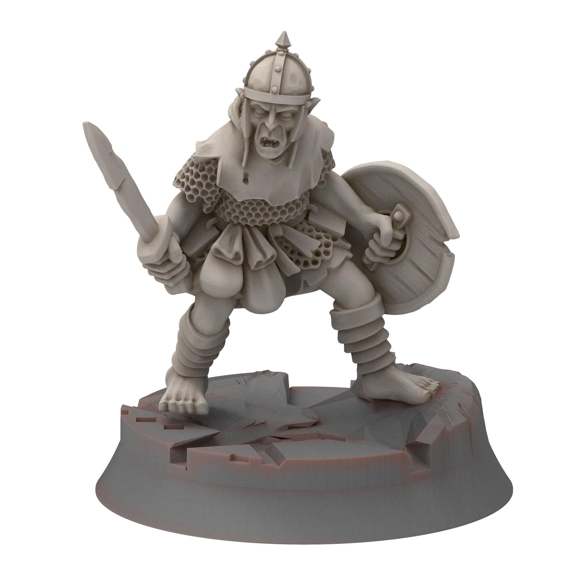 Goblin cave - Goblin Warriors with swords and shields - Darkholm - Medbury miniatures