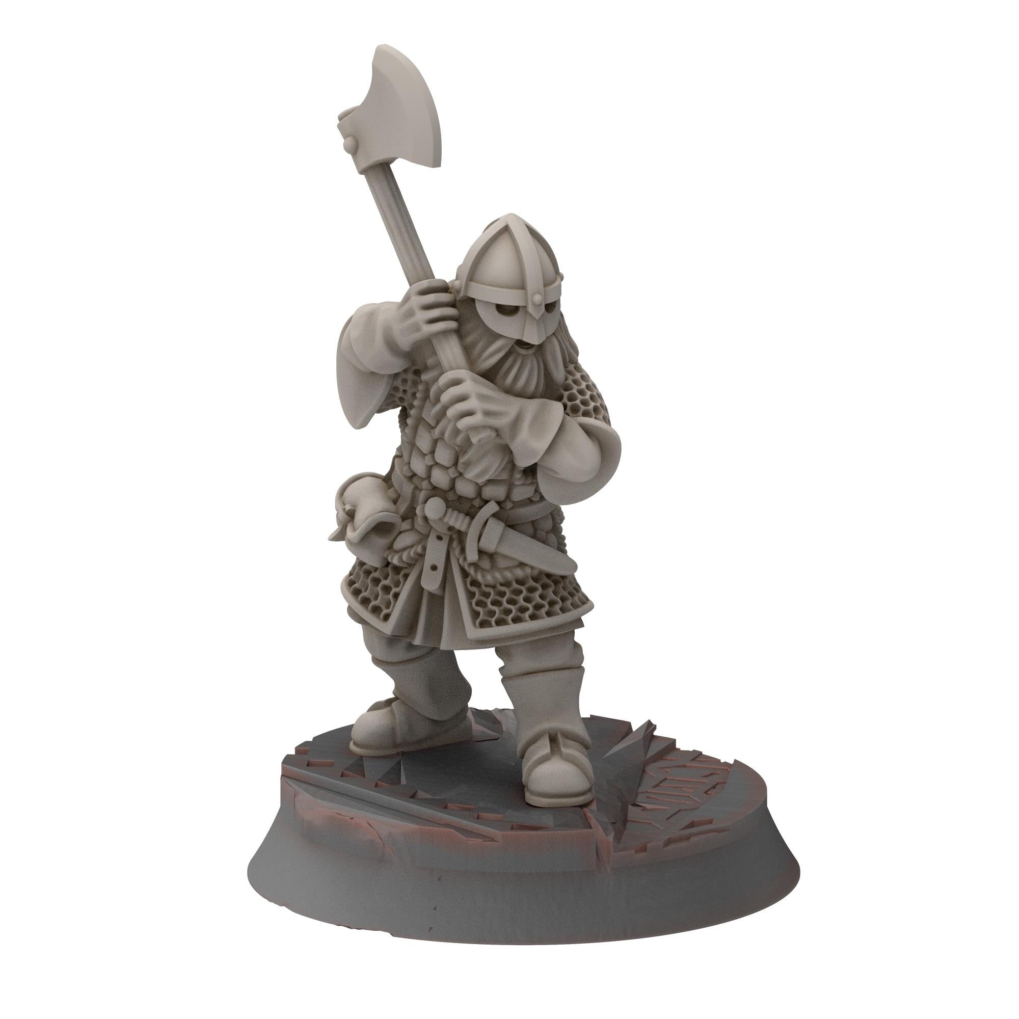 Dwarves - Dwarf Warrior with 2 handed axes - Stonewards - Steelhalls - Medbury miniatures