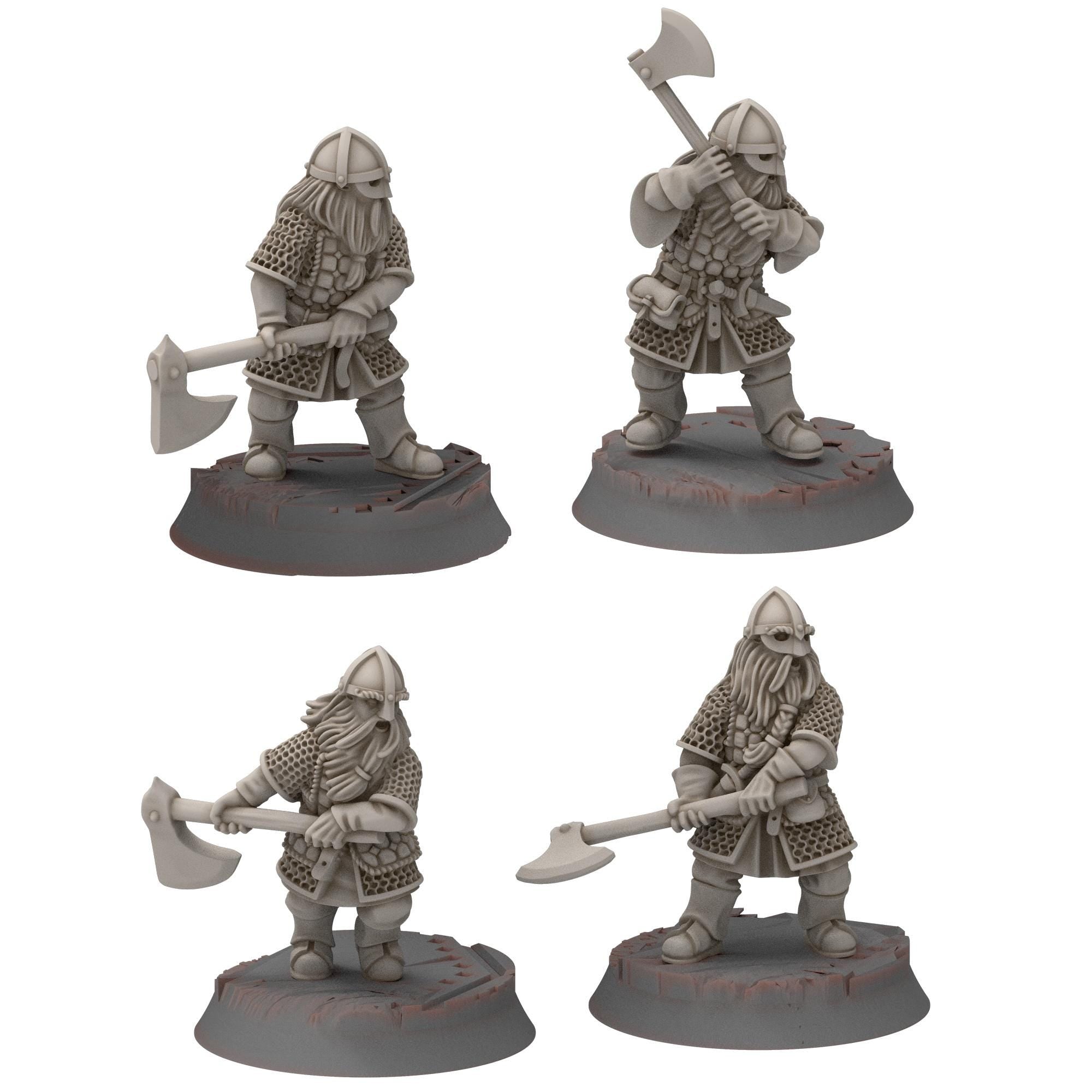 Dwarves - Dwarf Warrior with 2 handed axes - Stonewards - Steelhalls - Medbury miniatures