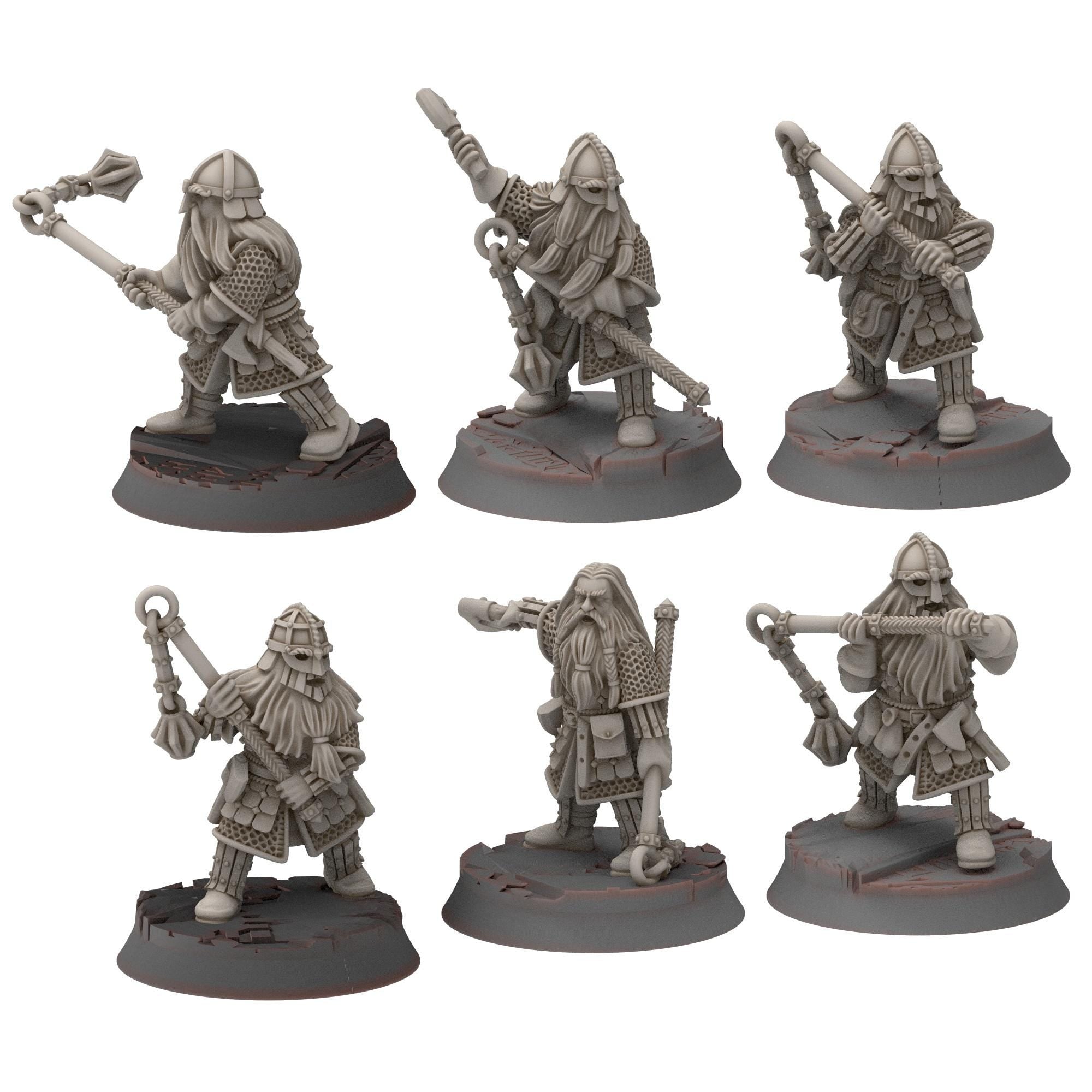 Dwarves - Dwarf Warriors with Flails - Stonewards - Steelhalls - Medbury miniatures
