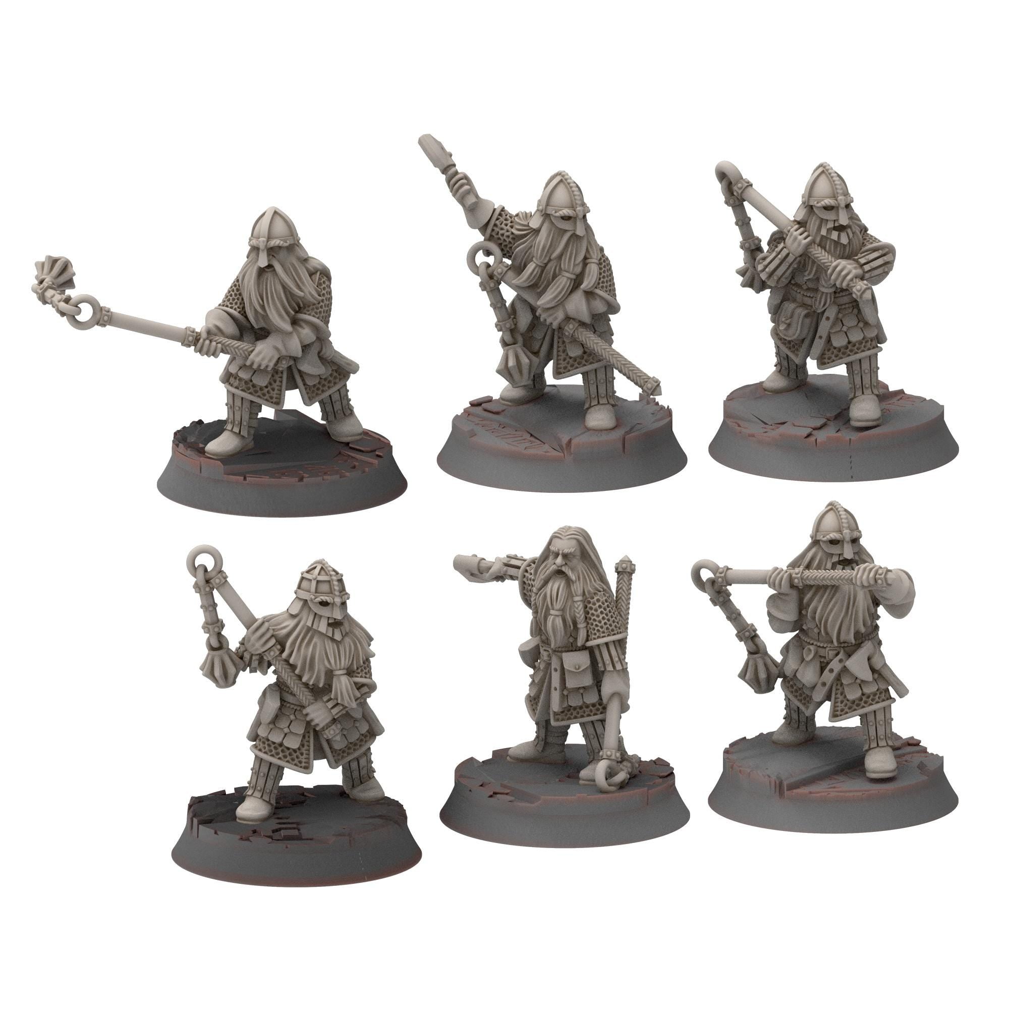 Dwarves - Dwarf Warriors with Flails - Stonewards - Steelhalls - Medbury miniatures