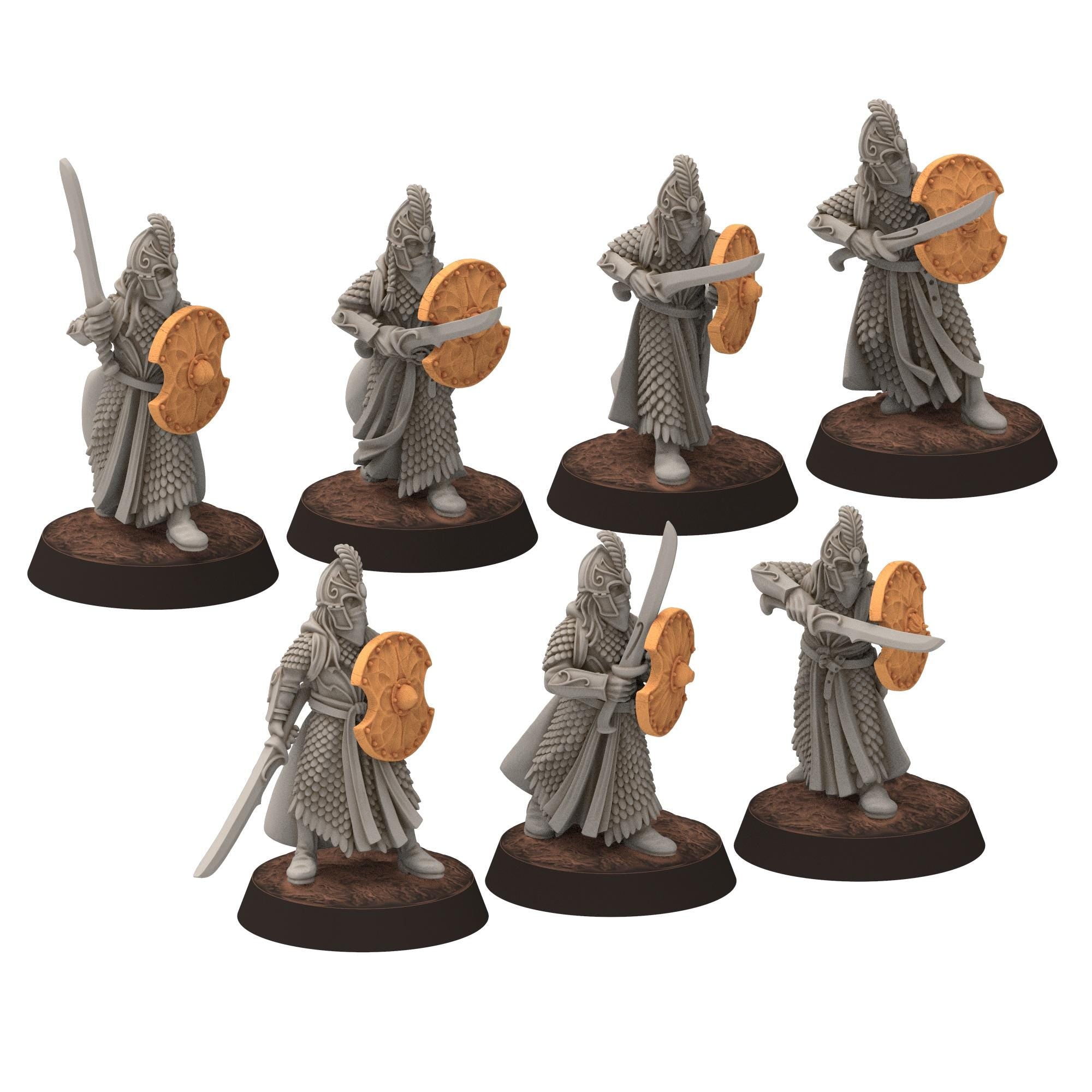 Darkwood - Gwyrdgalas Elven Spearmen with straight swords &shields - Sylvara - Thornwild - Medbury miniatures