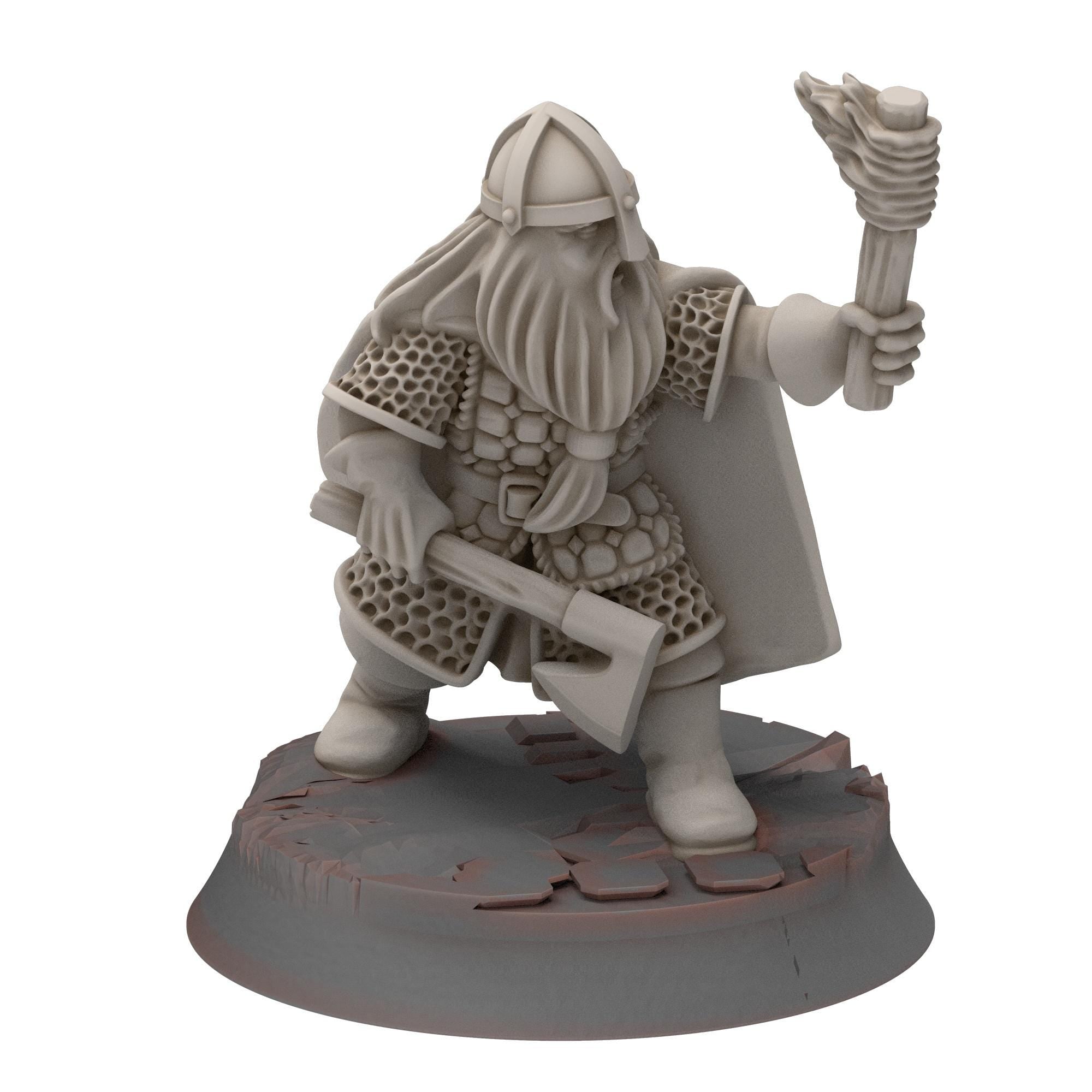 Dwarves - Dwarf with Torch - Stonewards - Steelhalls - Medbury miniatures