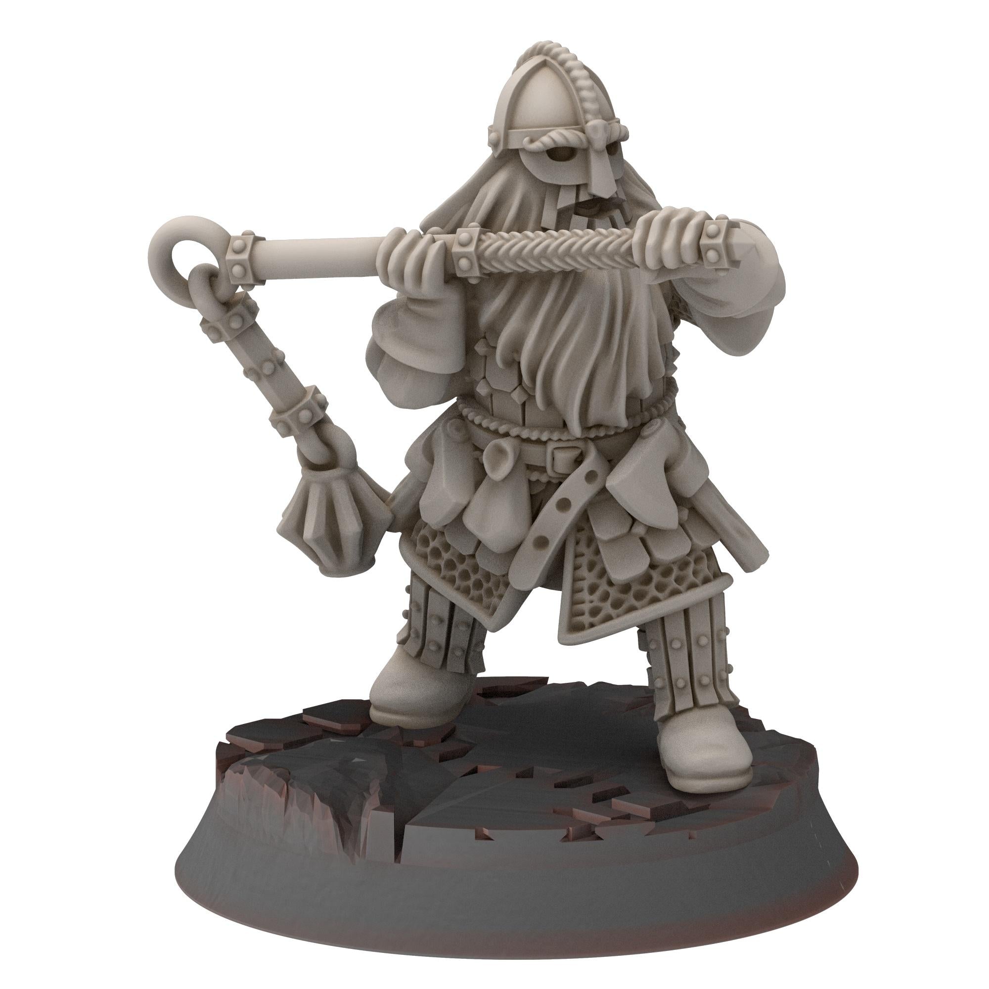 Dwarves - Dwarf Warriors with Flails - Stonewards - Steelhalls - Medbury miniatures