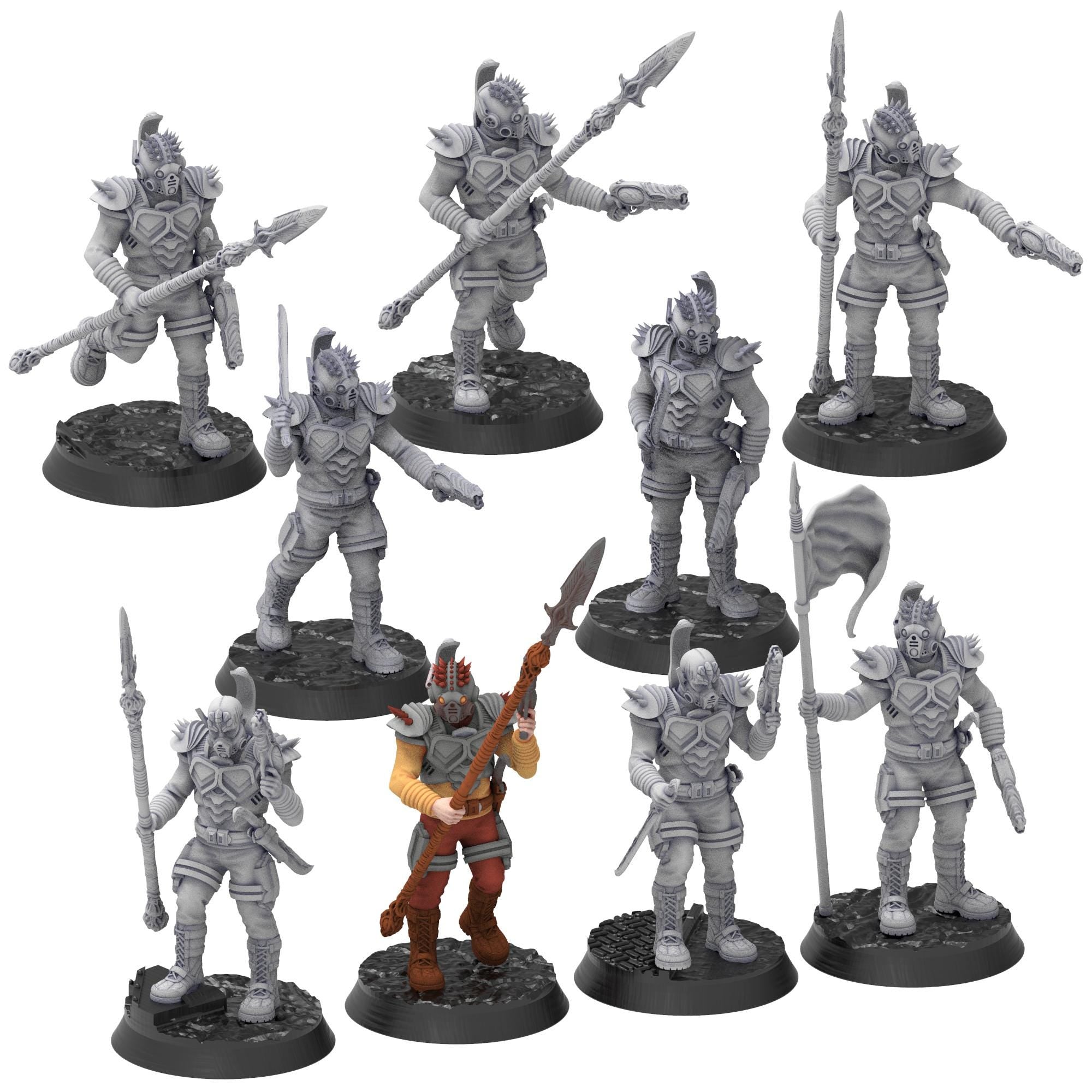 Bug Army - Аyокs, dissmounted cavalry unit with Spears, Cleavers and heavy plasma Guns - Proxywars