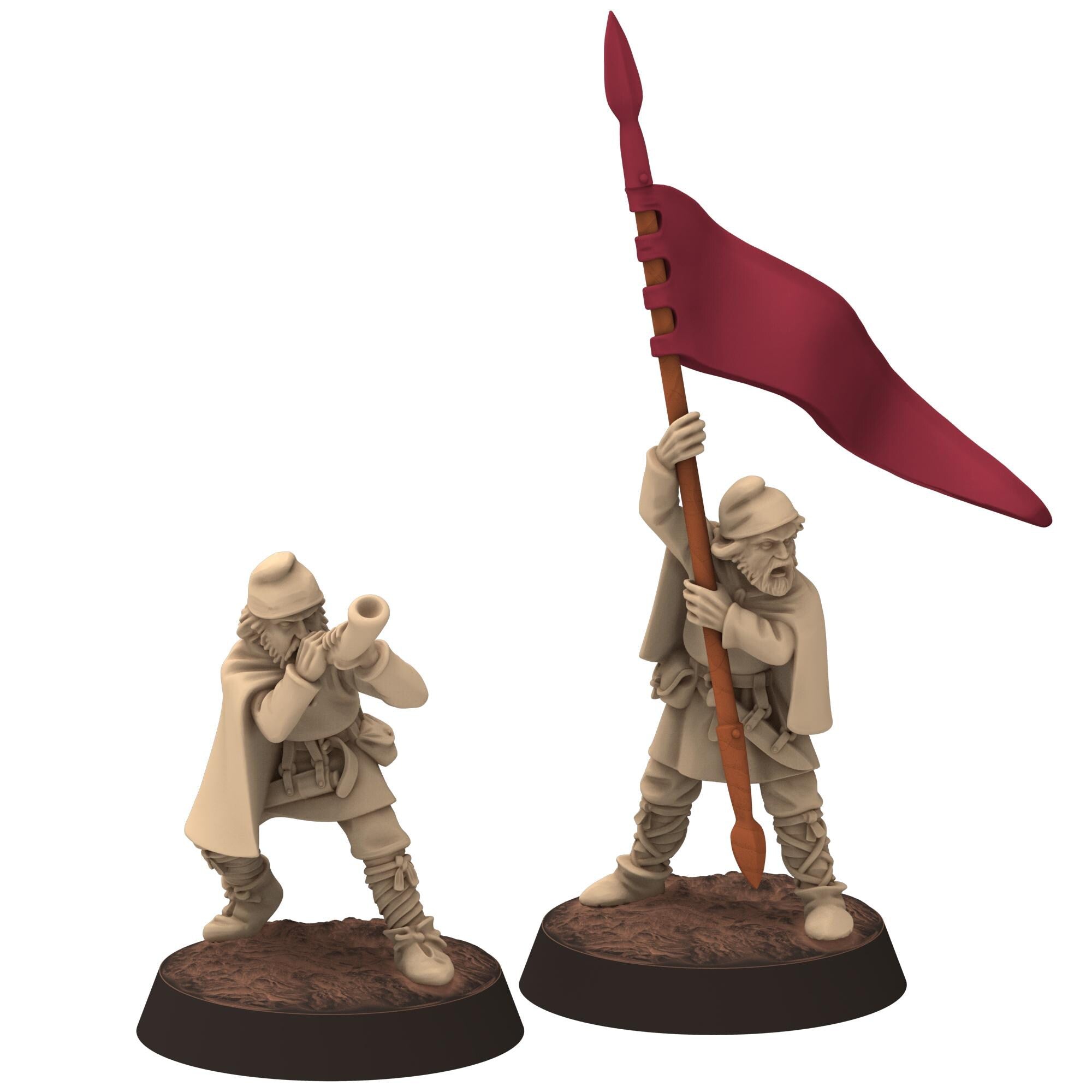 Dark ages - Saxons - Unarmoured banner and hornblower - Medbury miniature