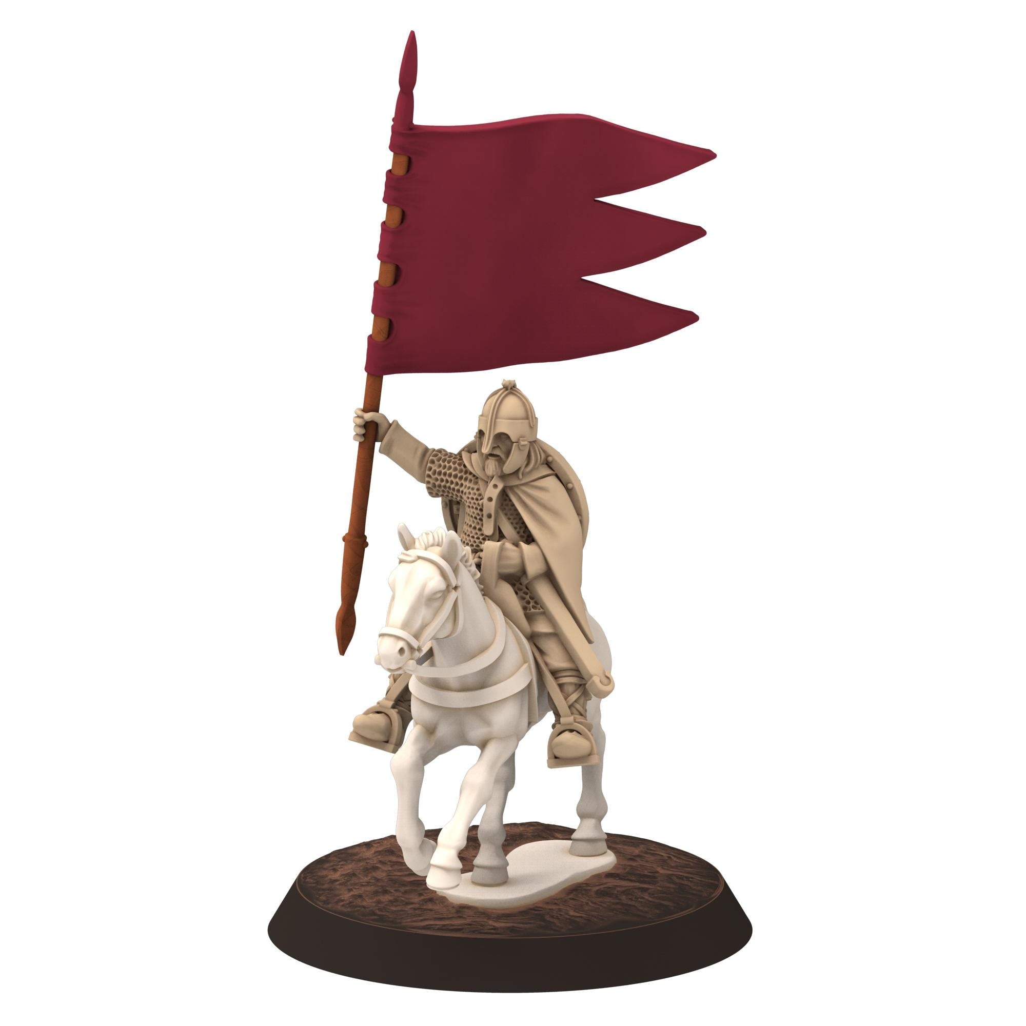 Dark ages - Saxons - Mounted Armoured banner and hornblower - Medbury miniature