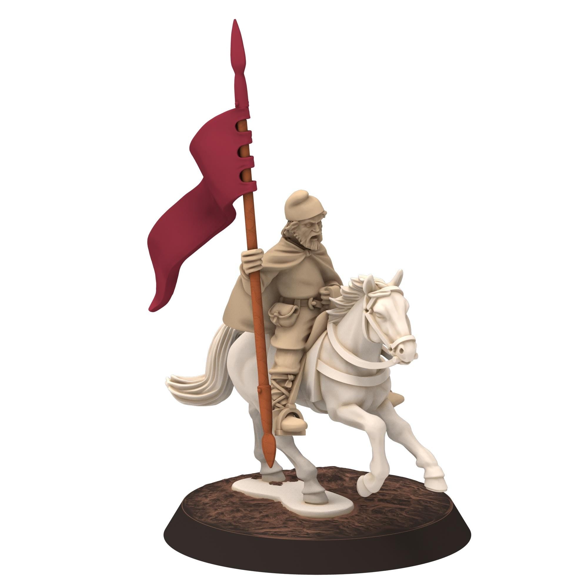 Dark ages - Saxons - Mounted Unarmoured Saxon banner and hornblower - Medbury miniature