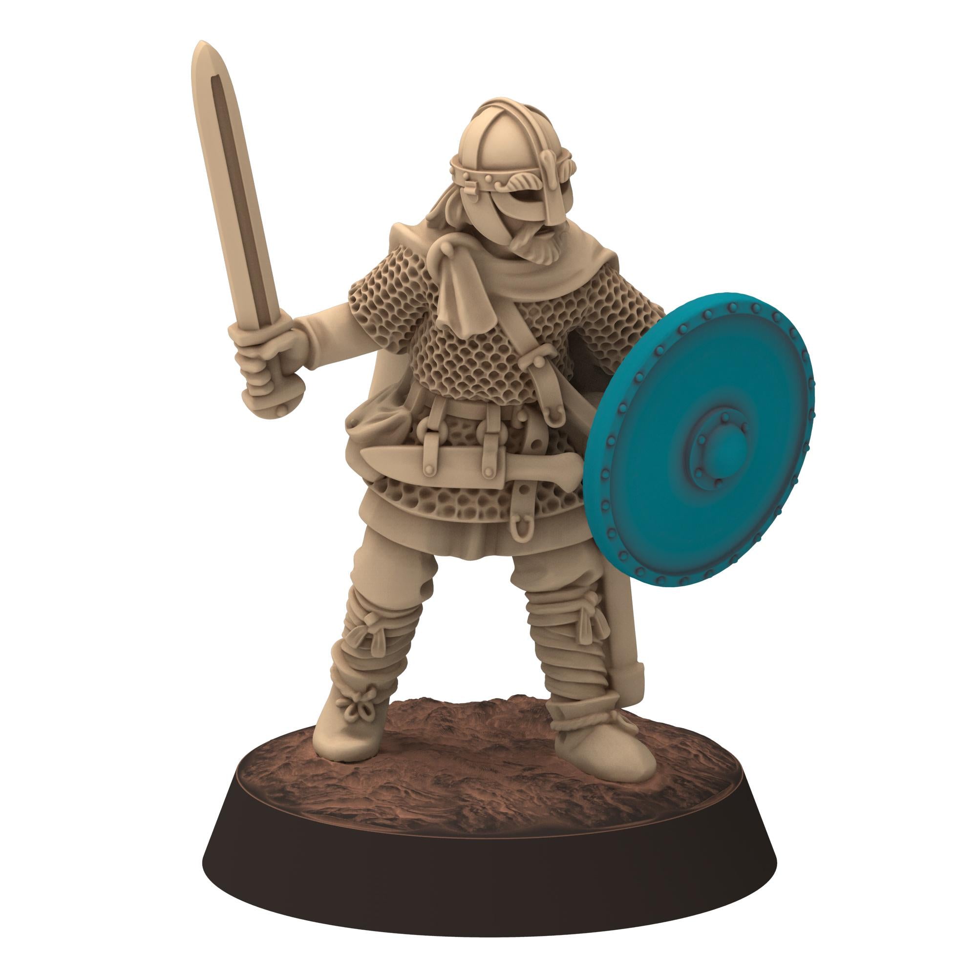 Dark ages - Saxons - Amoured Warriors with sword and shield - Medbury miniature