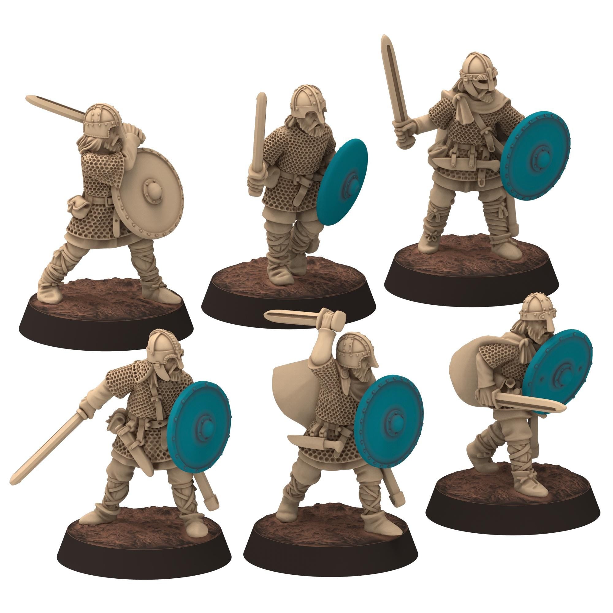 Dark ages - Saxons - Amoured Warriors with sword and shield - Medbury miniature