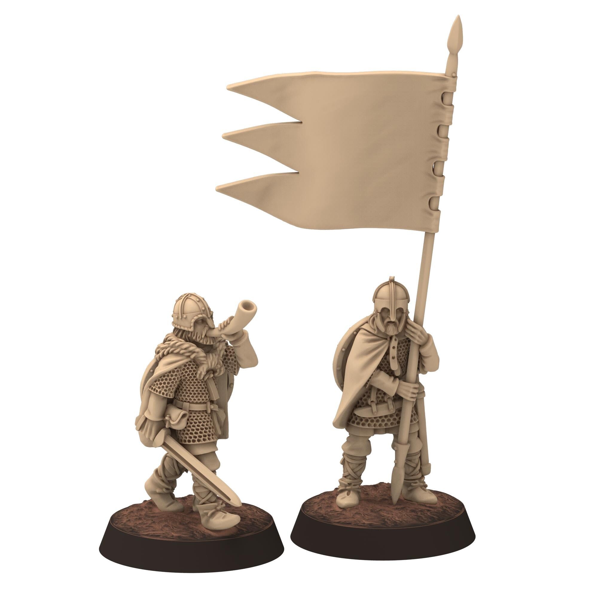 Dark ages - Saxons - Armoured banner and hornblower - Medbury miniature