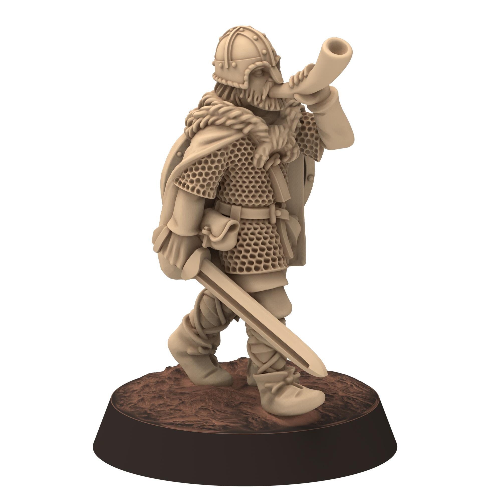 Dark ages - Saxons - Armoured banner and hornblower - Medbury miniature
