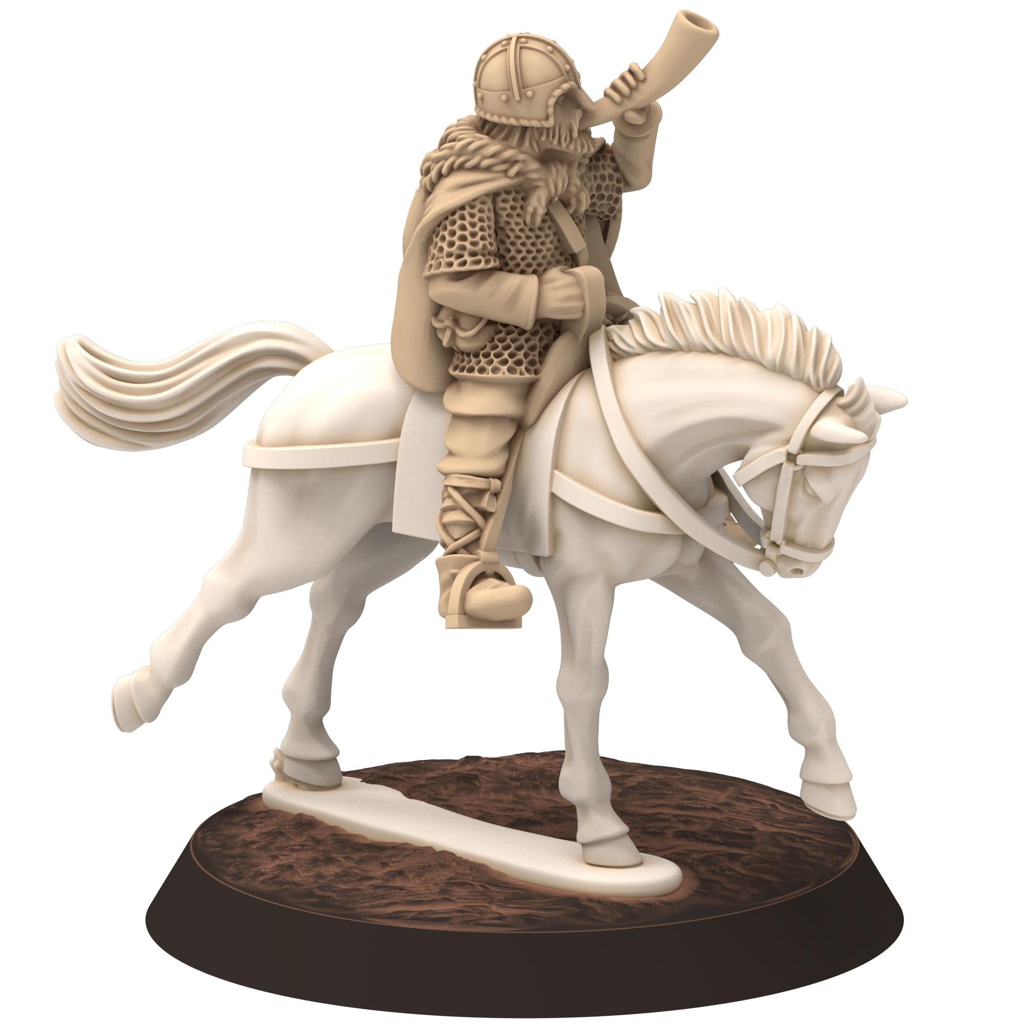 Dark ages - Saxons - Mounted Armoured banner and hornblower - Medbury miniature