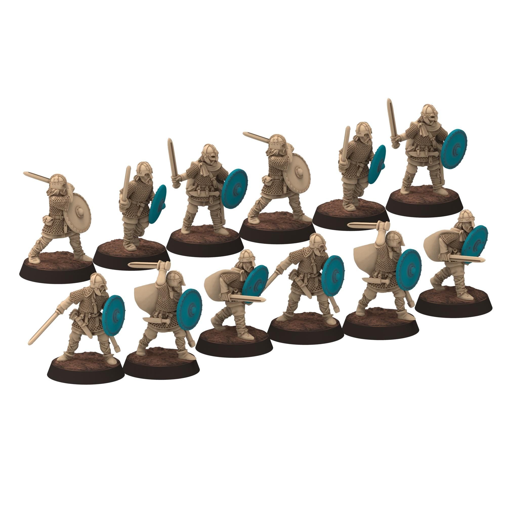 Dark ages - Saxons - Amoured Warriors with sword and shield - Medbury miniature