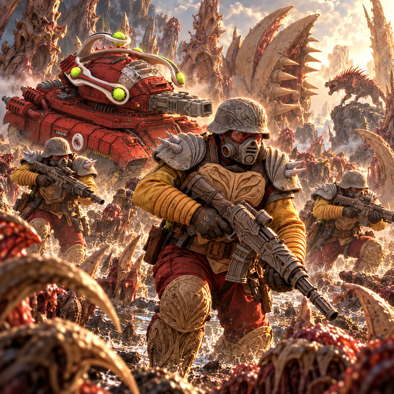 Bug Army Aibas soldiers and Atanklas vehicle in the Fukai forest with Kagao