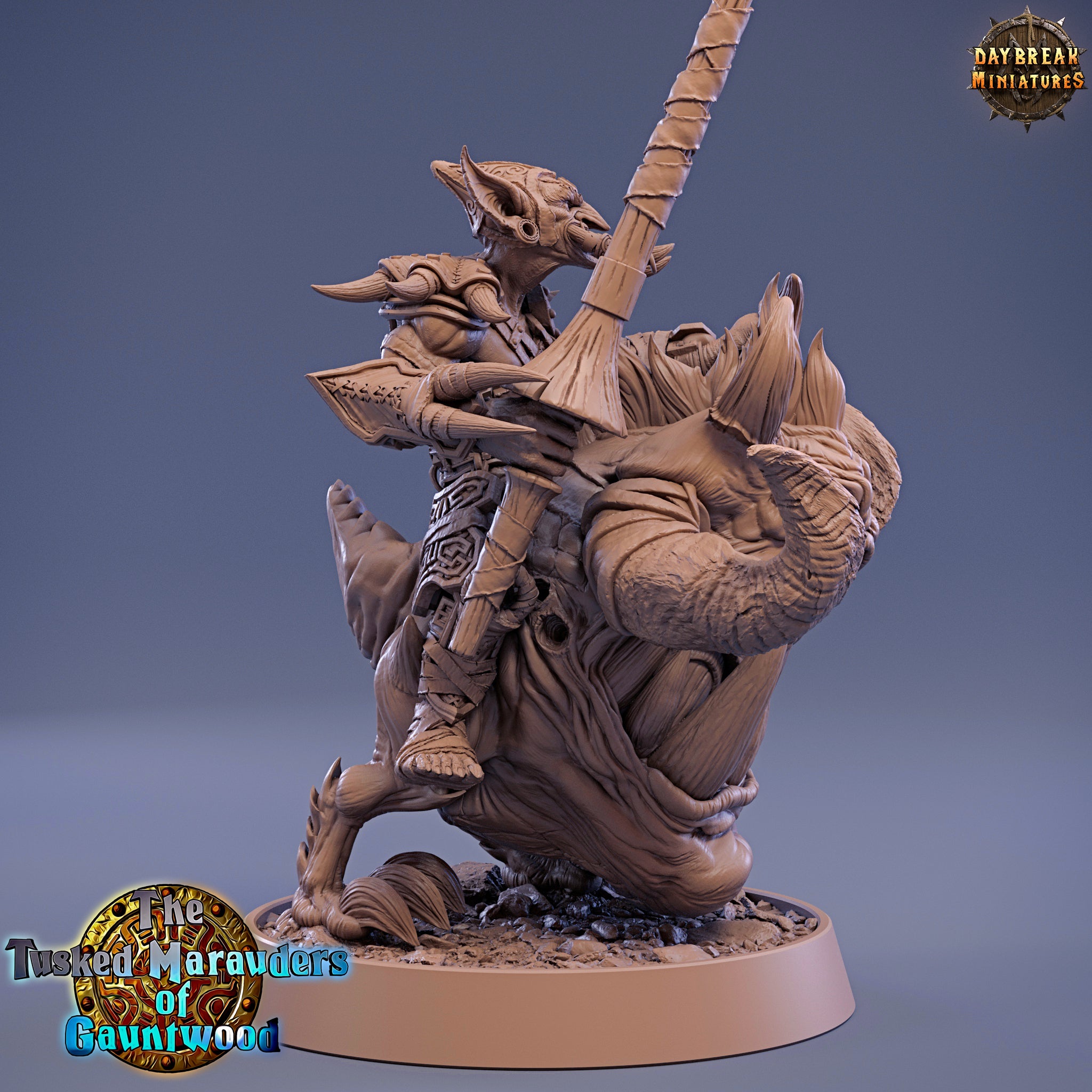 Peau verte - Dongli Smite sur Head Runner, Les Maraudeurs à défenses de Gauntwood, miniatures de l'aube