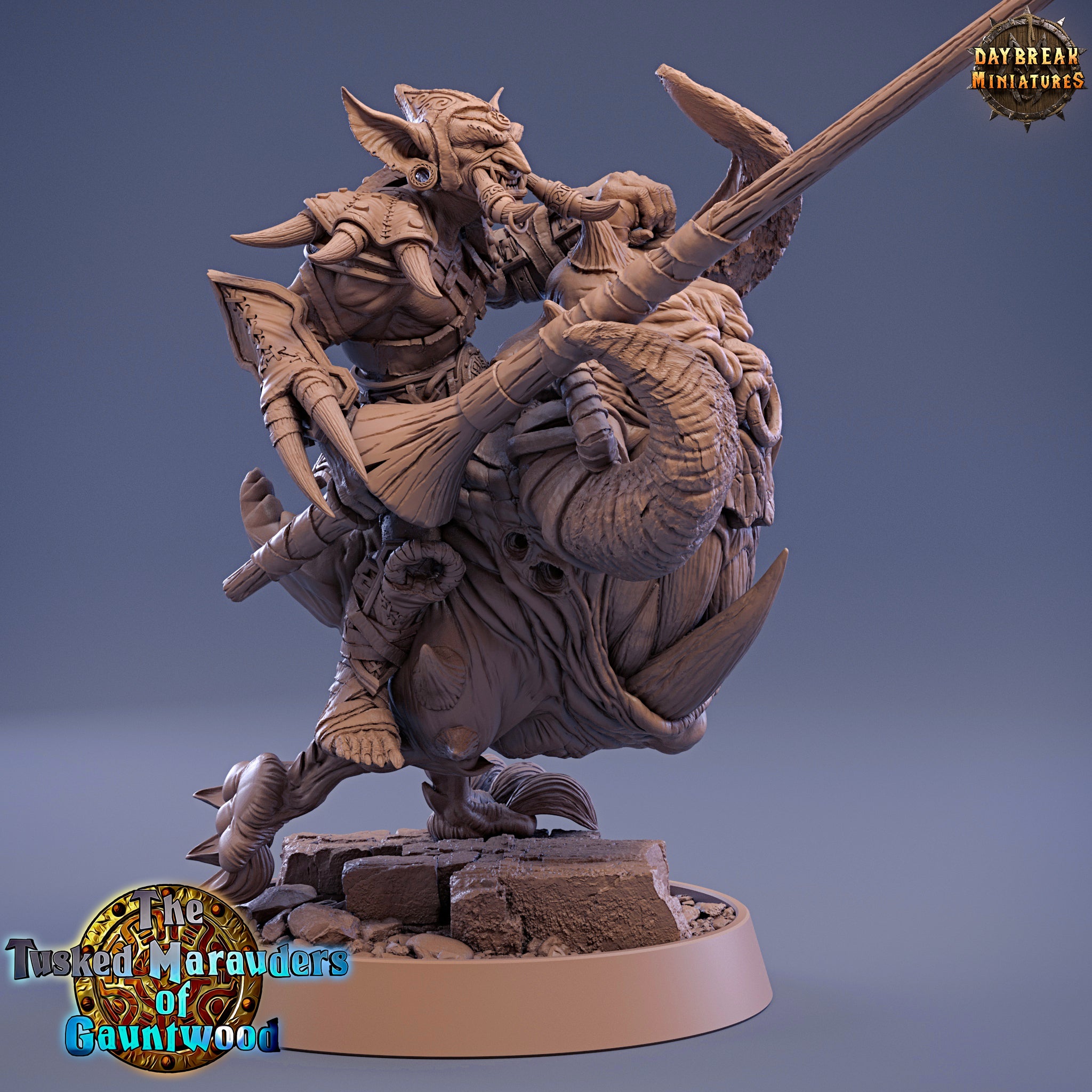 Green Skin - Krimli Smite on Head Runner, The Tusked Marauders of Gauntwood - Daybreak Miniatures