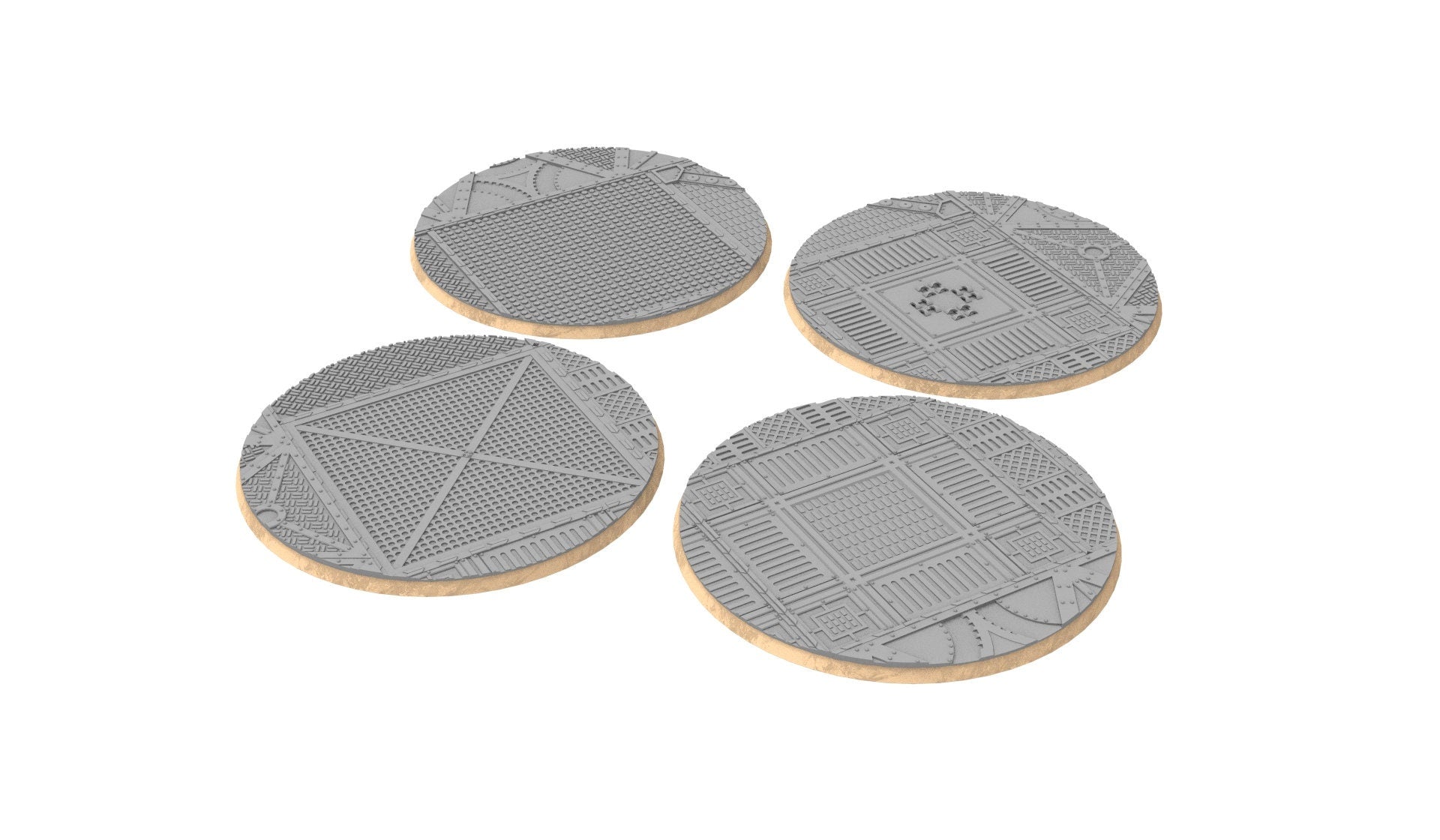Industrial - Textured round bases Lot of 25mm to 160mm - Factory ground texture