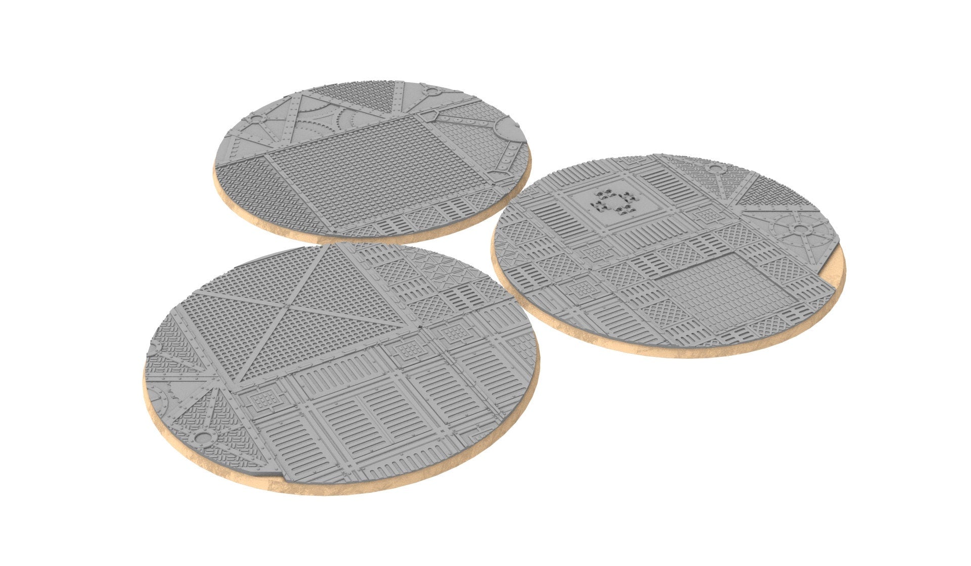 Industrial - Textured round bases Lot of 25mm to 160mm - Factory ground texture