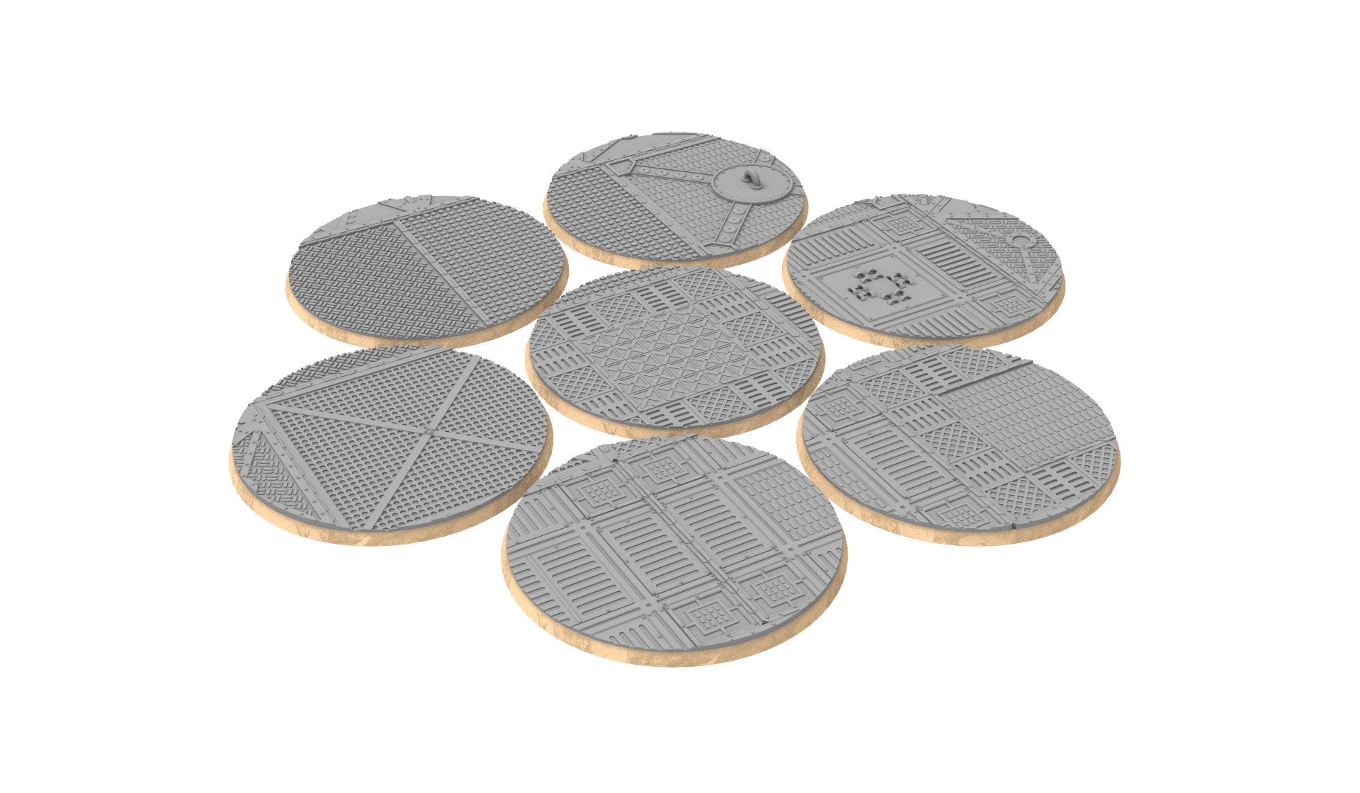 Industrial - Textured round bases Lot of 25mm to 160mm - Factory ground texture