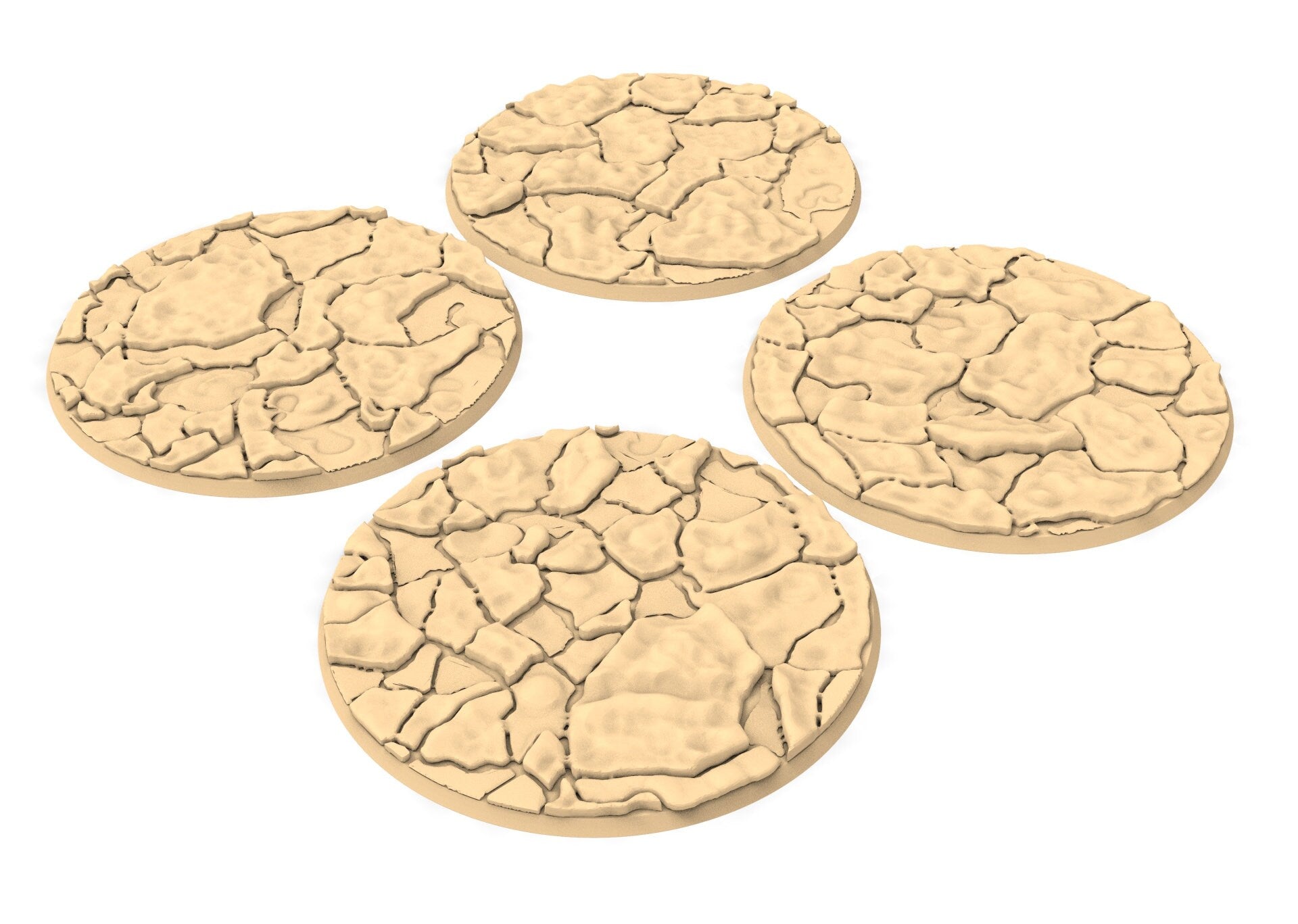Military - Textured round bases Lot of 25mm to 160mm - cracked desert texture